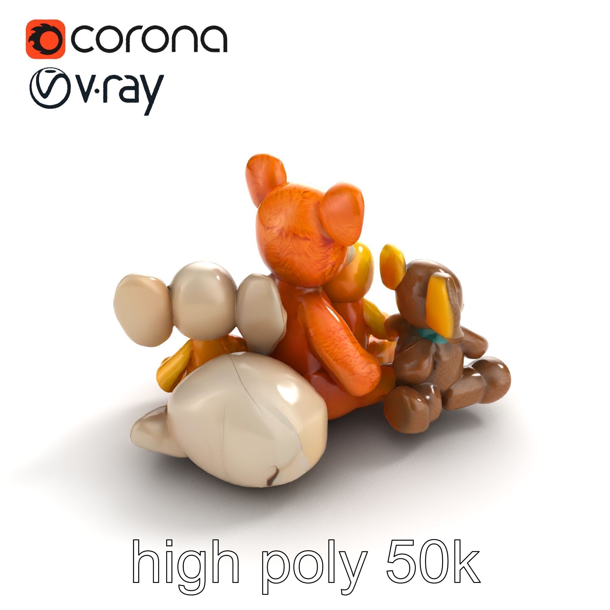 Colorful Plush Toys Collection model pack Low-poly 3D model_29