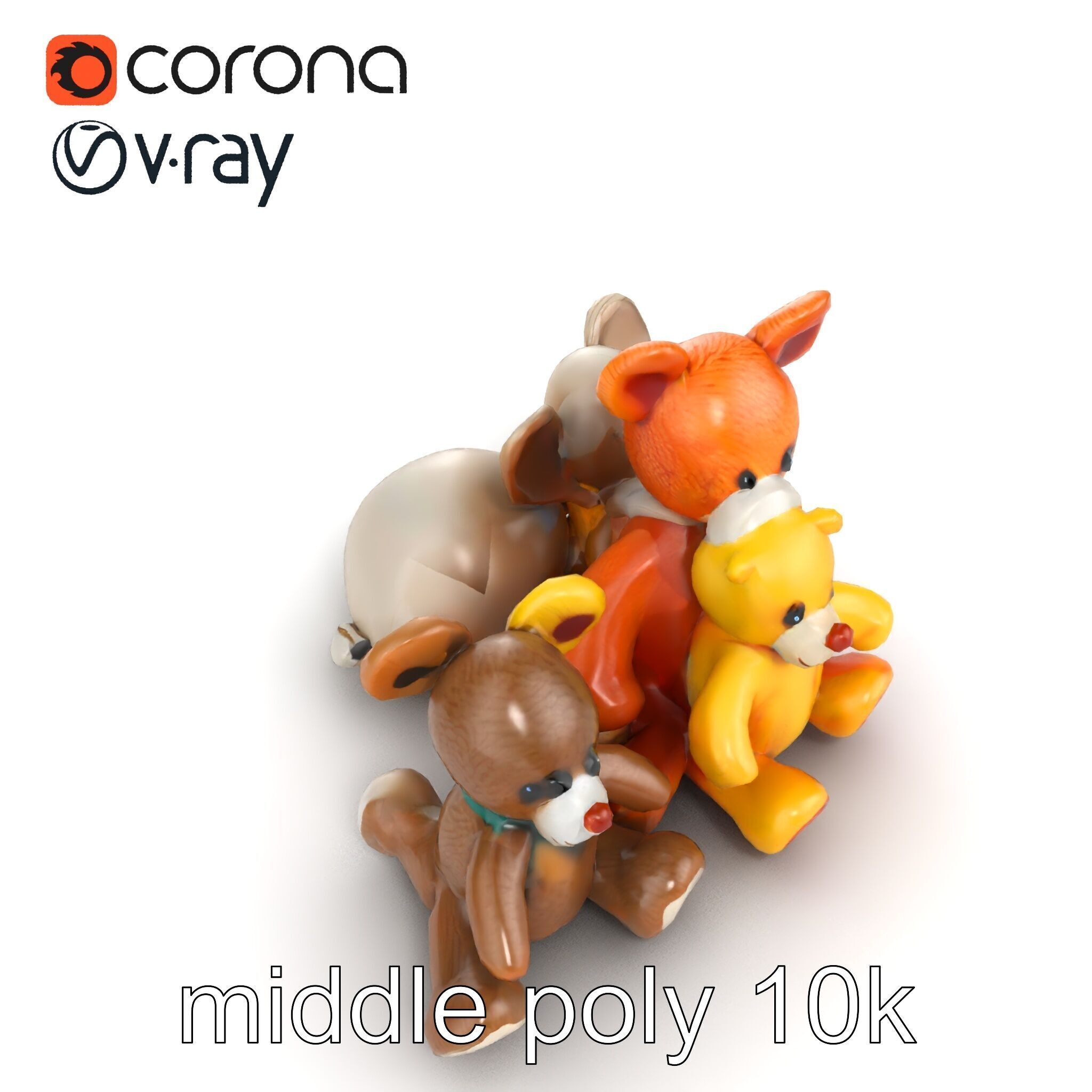Colorful Plush Toys Collection model pack Low-poly 3D model_15