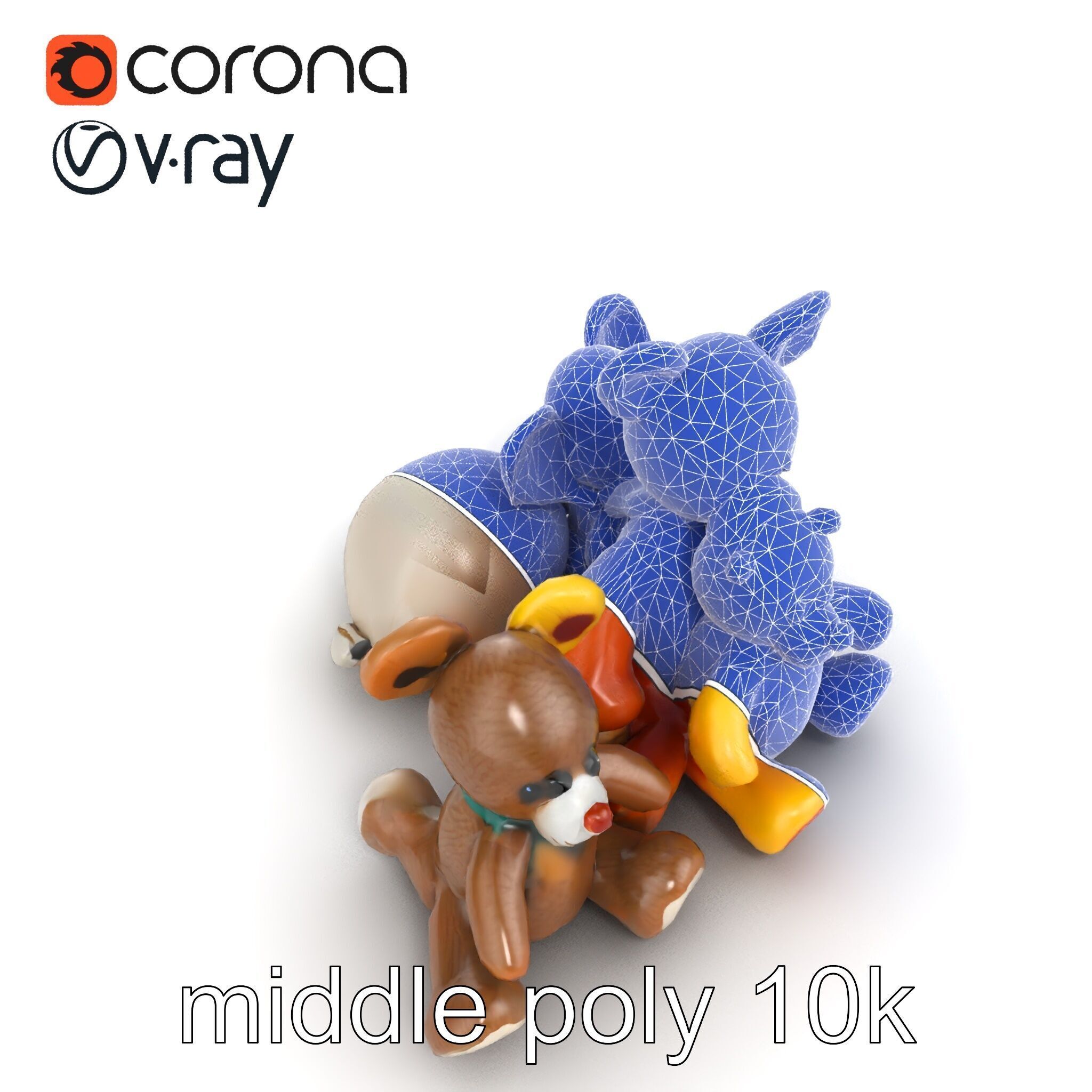 Colorful Plush Toys Collection model pack Low-poly 3D model_25