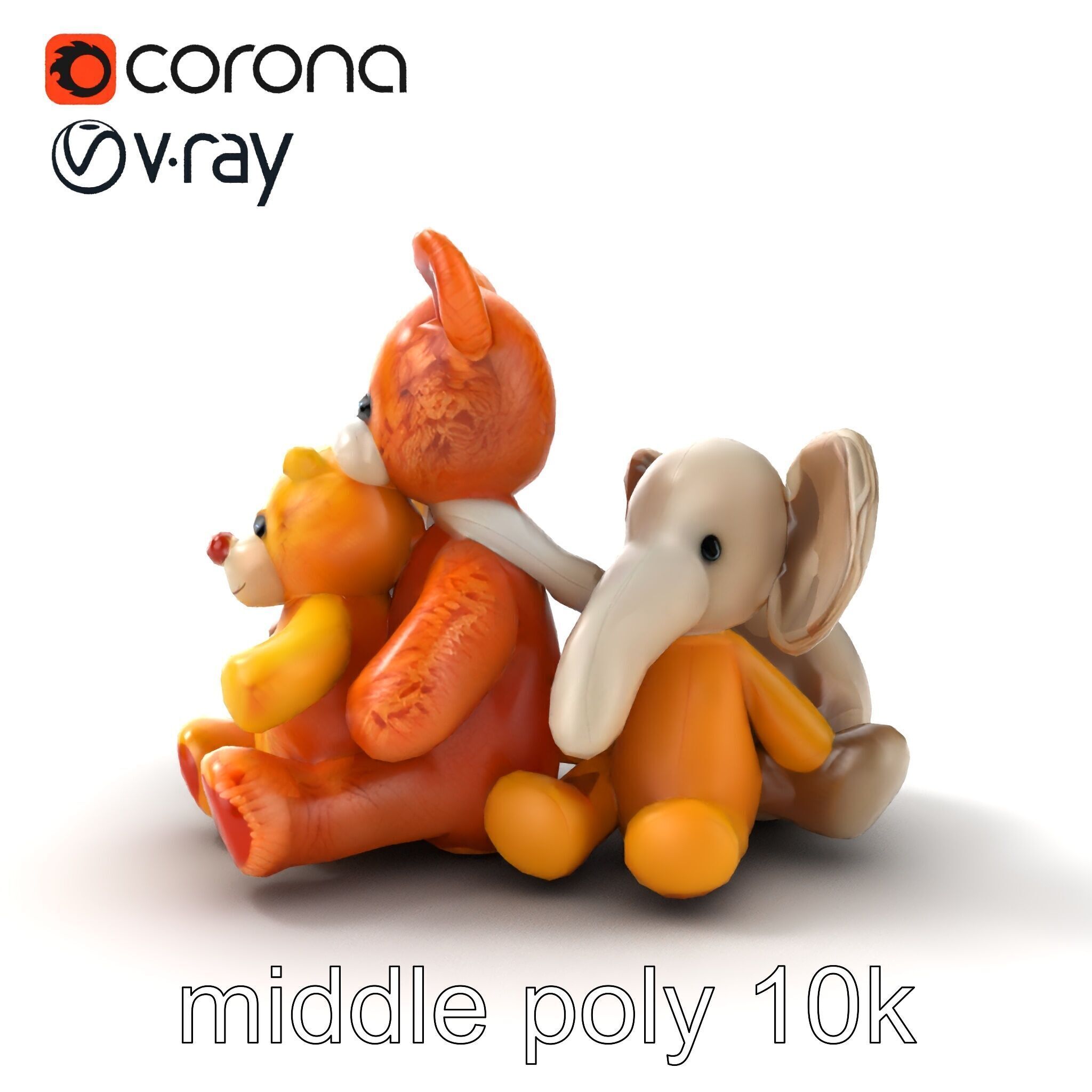 Colorful Plush Toys Collection model pack Low-poly 3D model_24