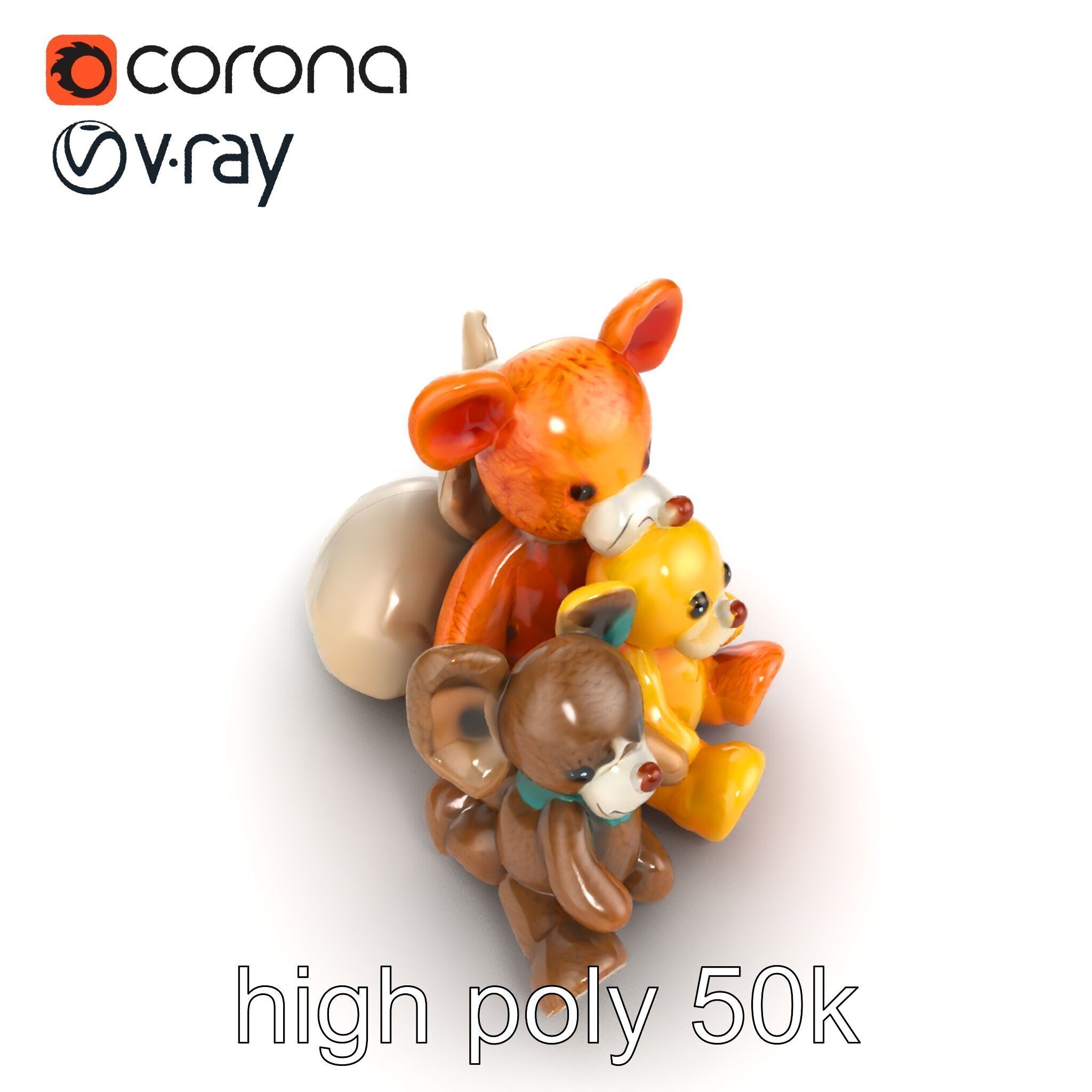 Colorful Plush Toys Collection model pack Low-poly 3D model_17