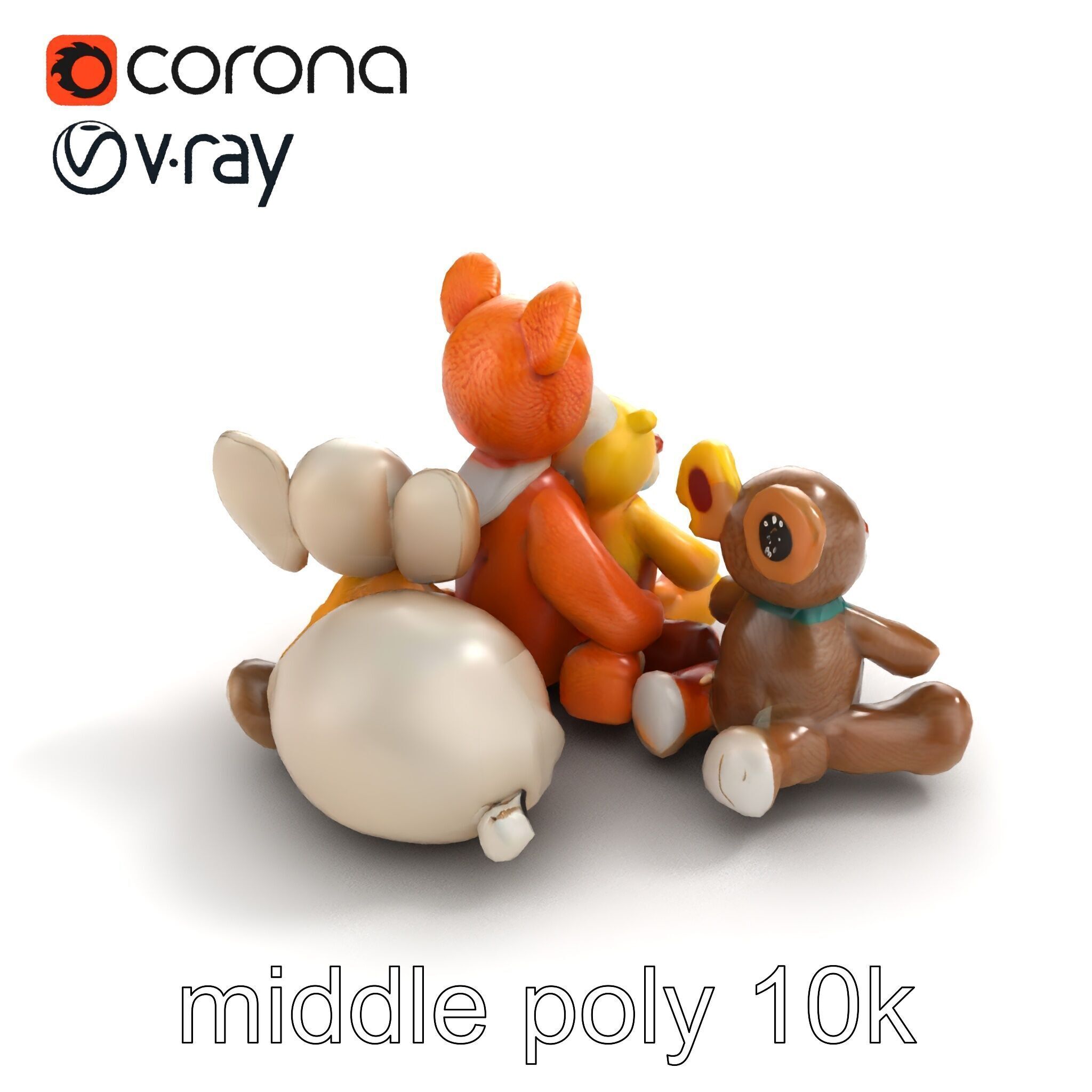 Colorful Plush Toys Collection model pack Low-poly 3D model_8