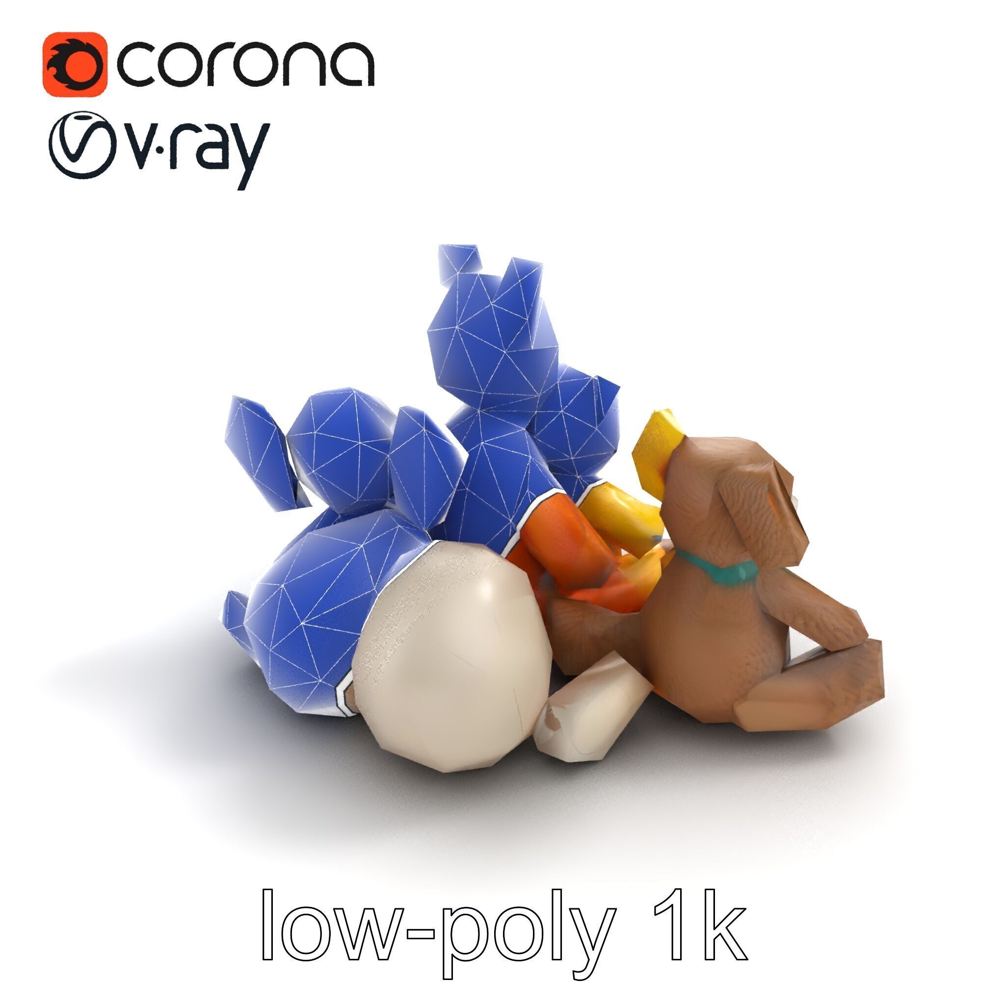 Colorful Plush Toys Collection model pack Low-poly 3D model_12