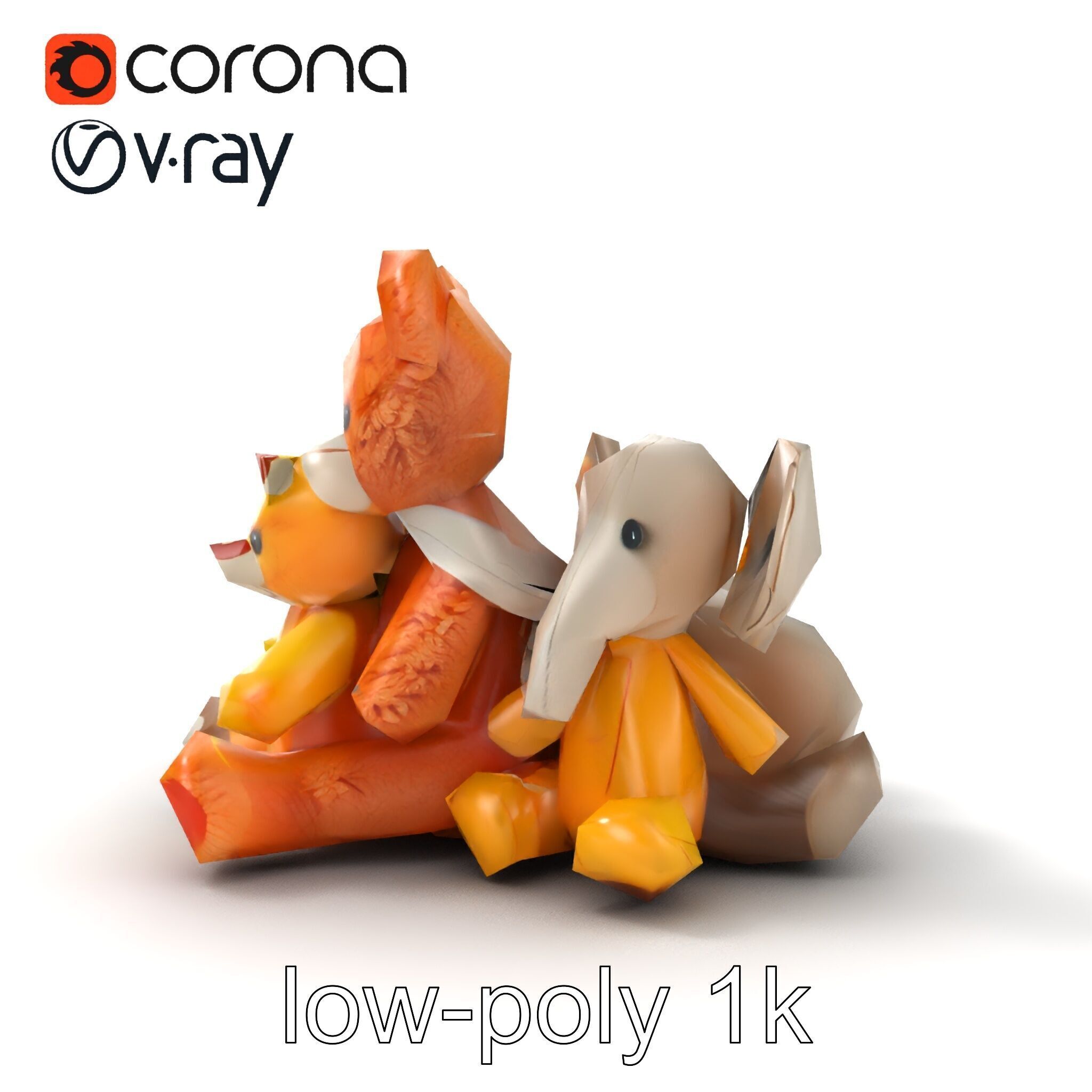 Colorful Plush Toys Collection model pack Low-poly 3D model_14
