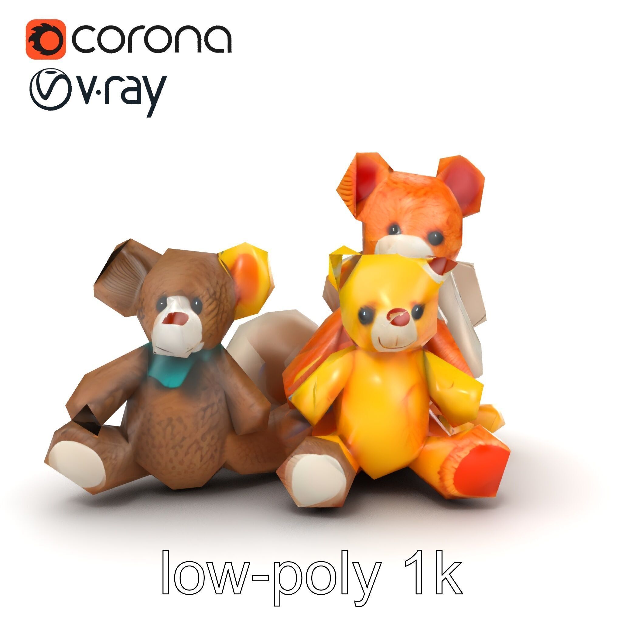 Colorful Plush Toys Collection model pack Low-poly 3D model_20