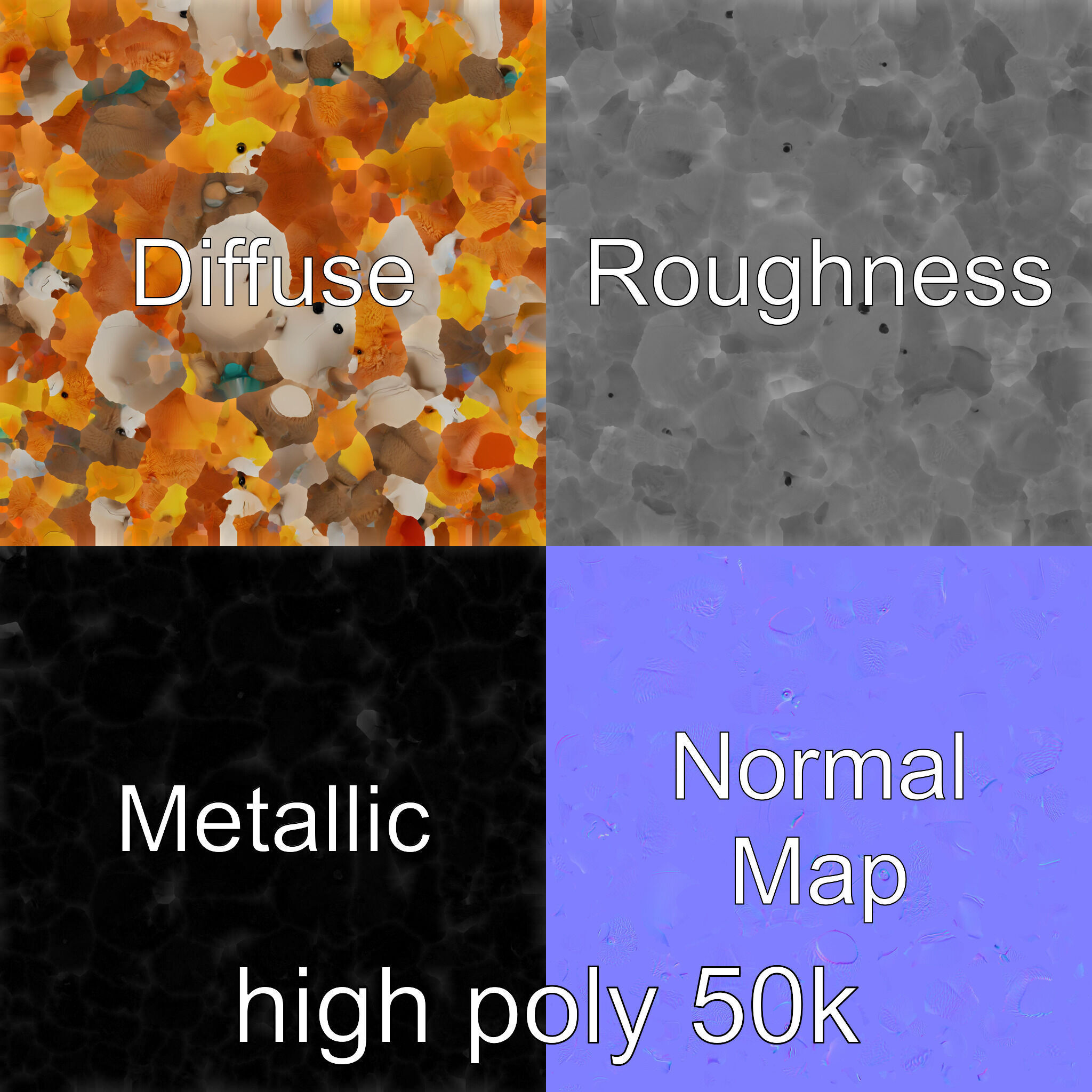 Colorful Plush Toys Collection model pack Low-poly 3D model_3