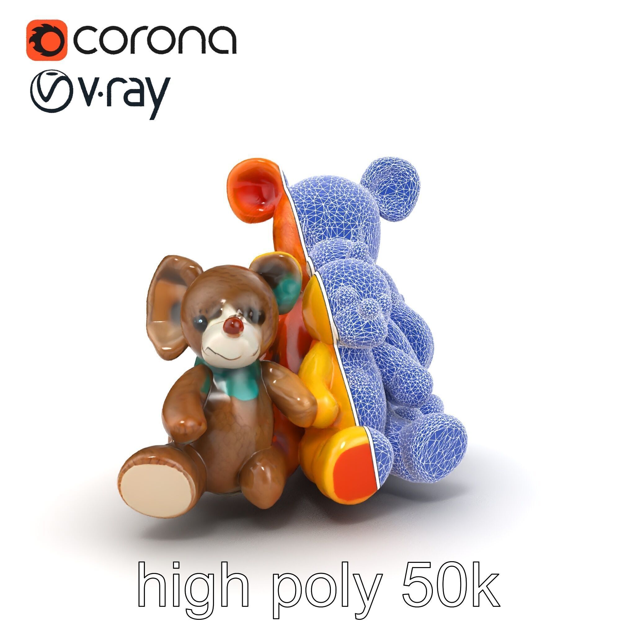 Colorful Plush Toys Collection model pack Low-poly 3D model_28