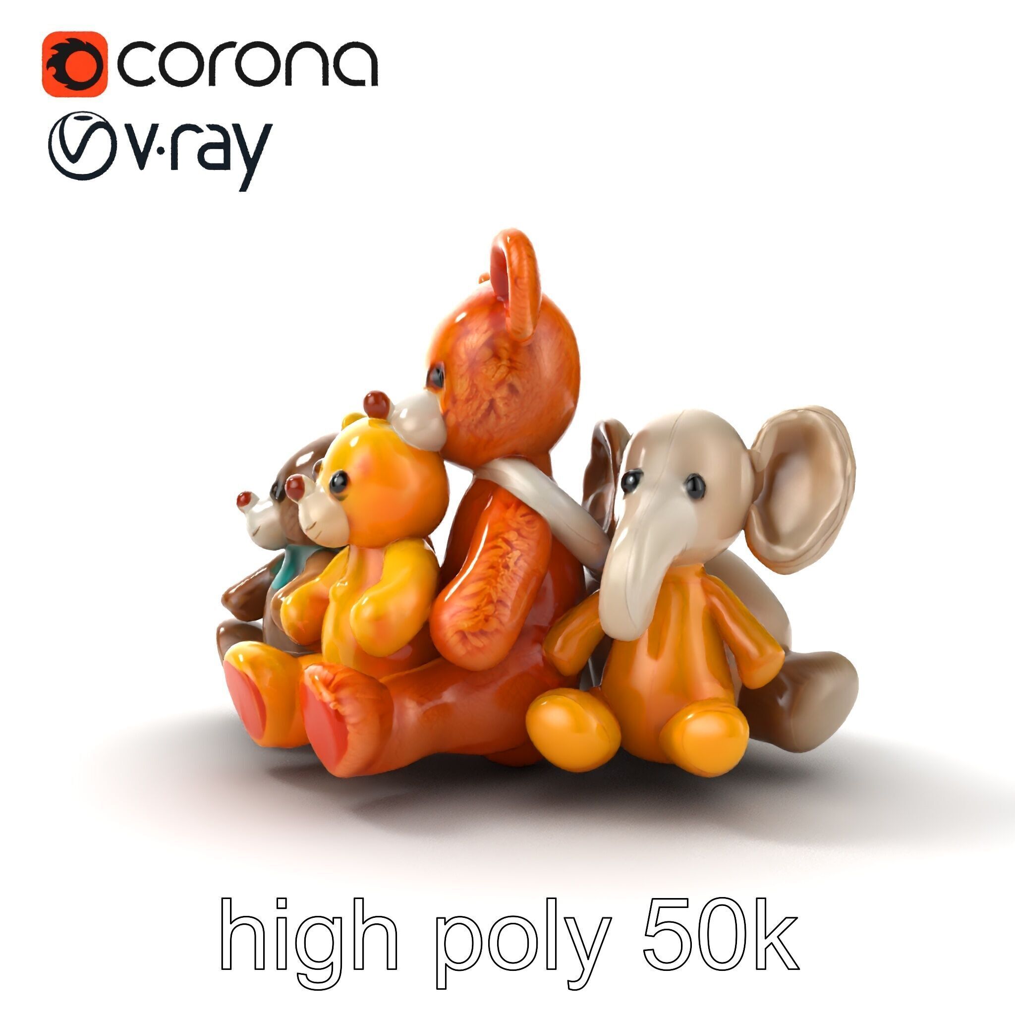 Colorful Plush Toys Collection model pack Low-poly 3D model_18