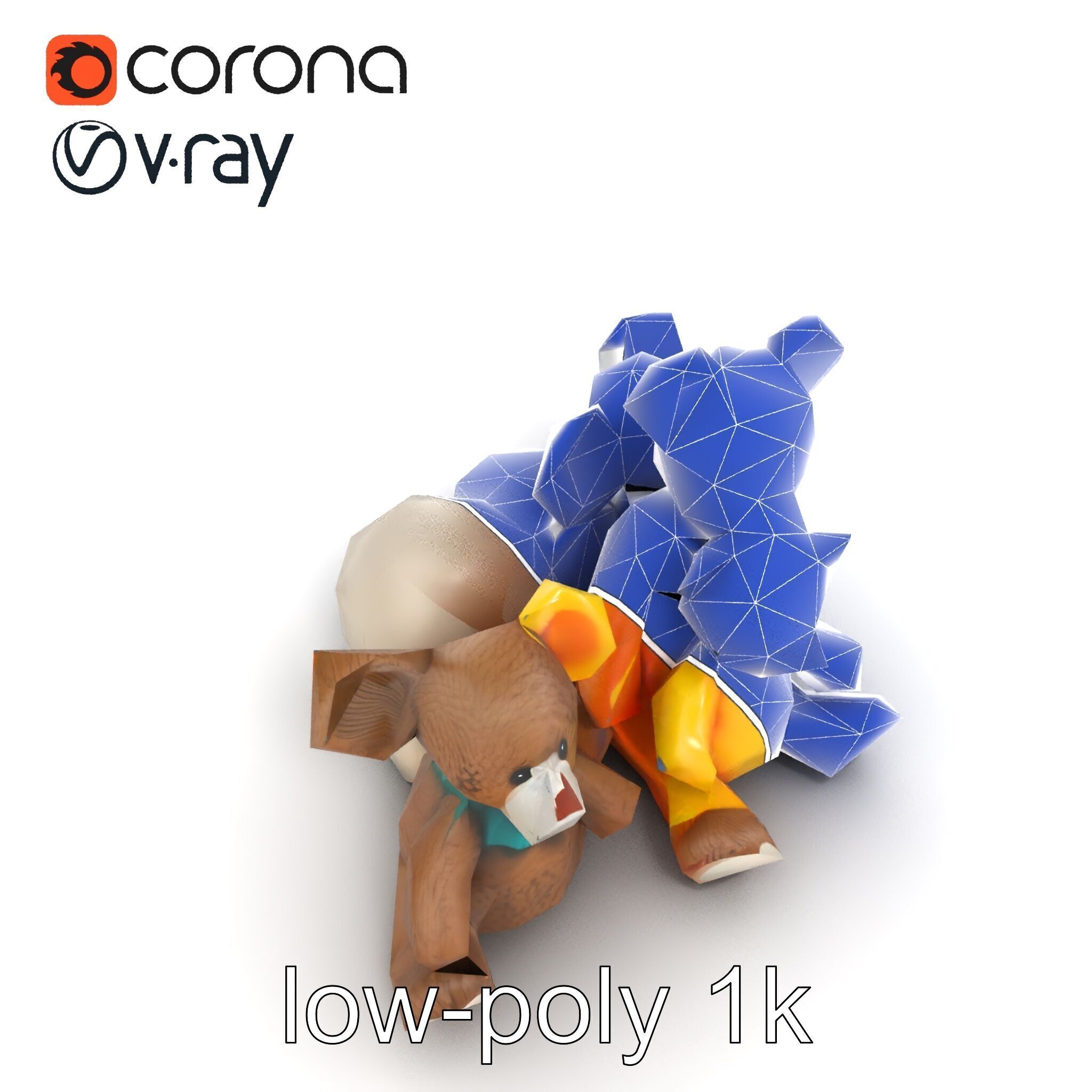 Colorful Plush Toys Collection model pack Low-poly 3D model_26