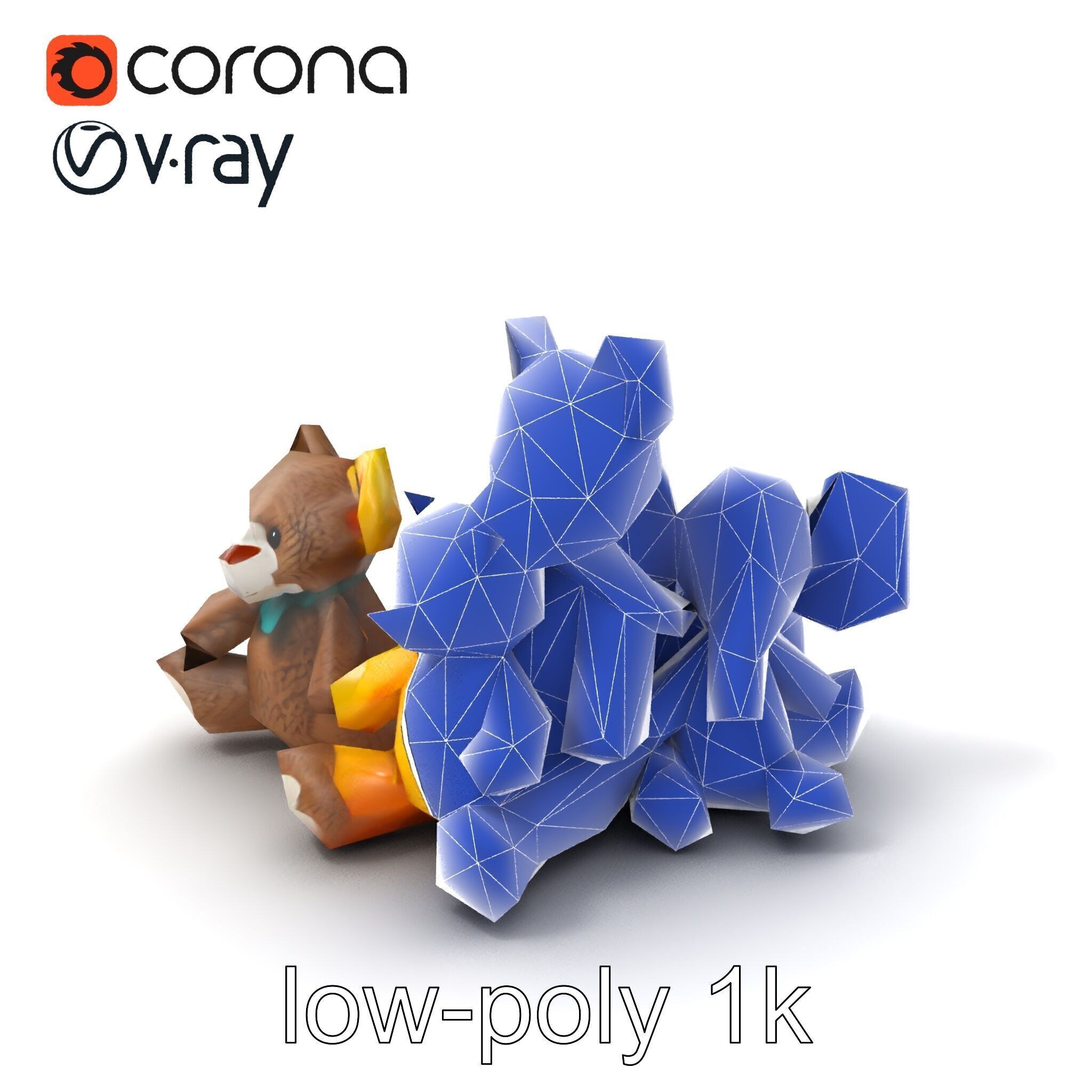 Colorful Plush Toys Collection model pack Low-poly 3D model_7