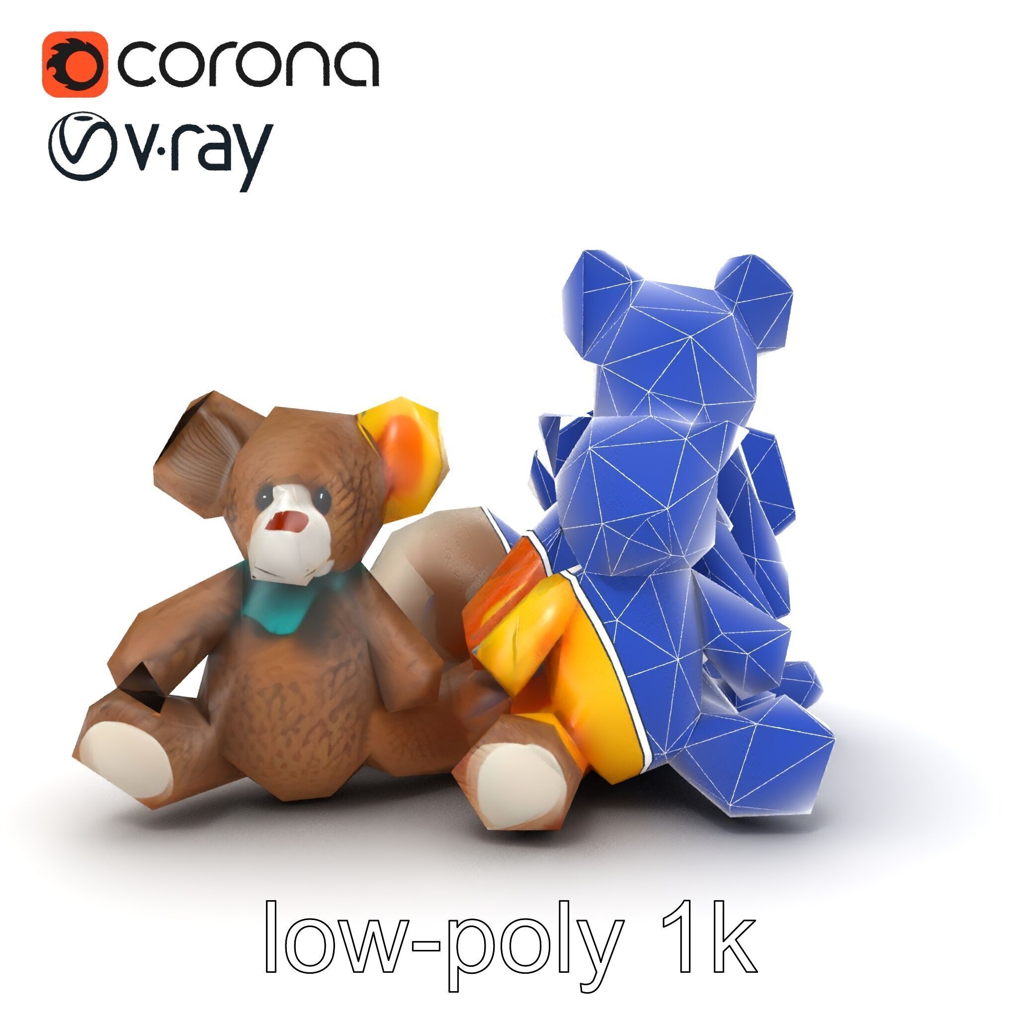 Colorful Plush Toys Collection model pack Low-poly 3D model_27
