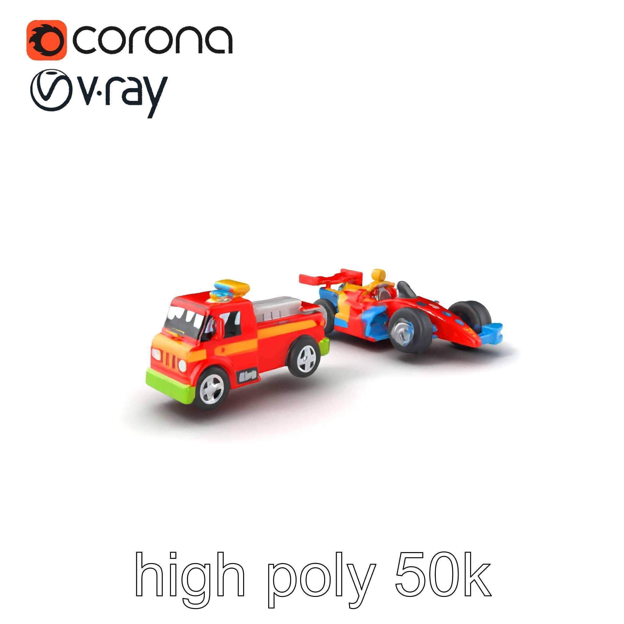 Vibrant Toy Cars Interactive Model Pack Low-poly 3D model_2