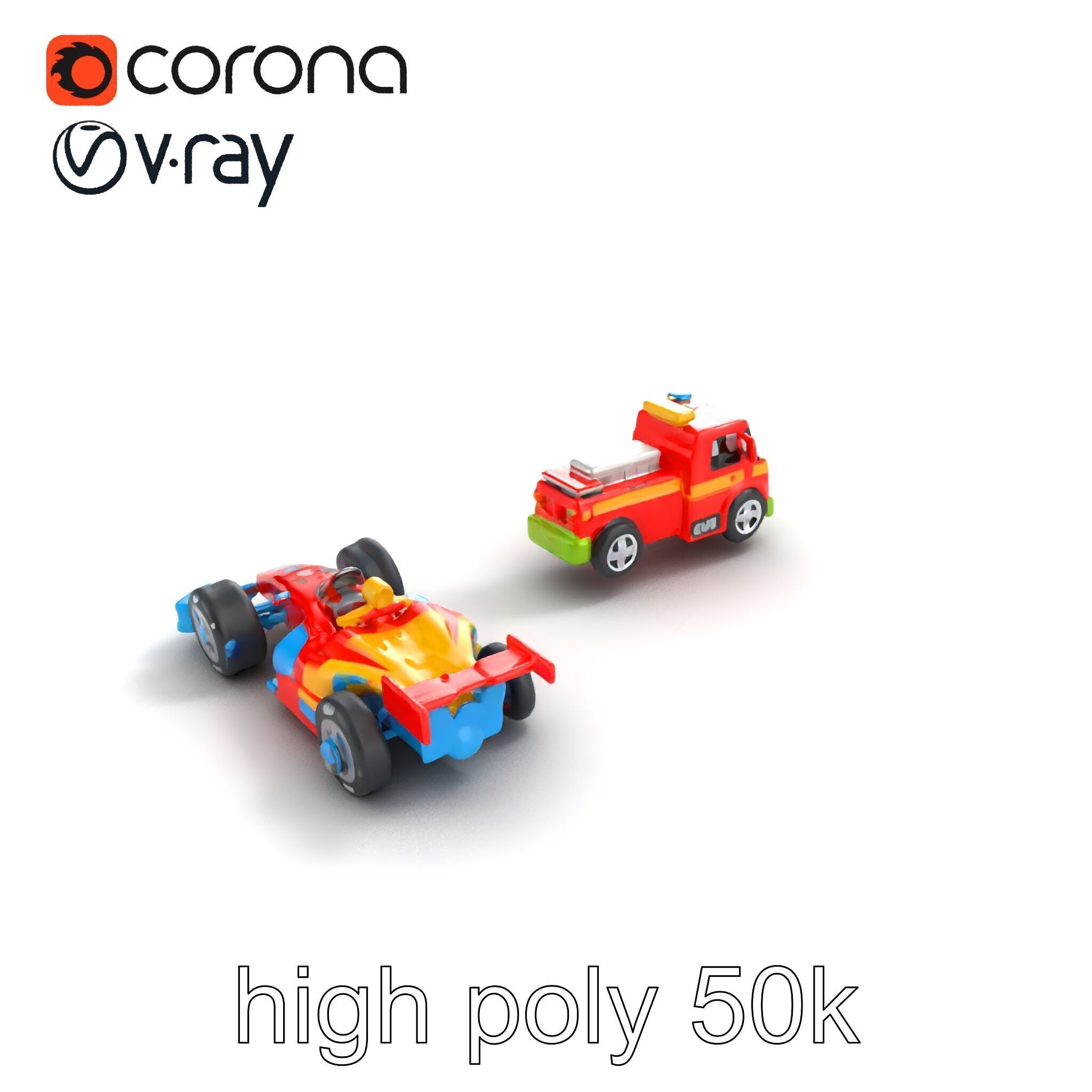 Vibrant Toy Cars Interactive Model Pack Low-poly 3D model_28