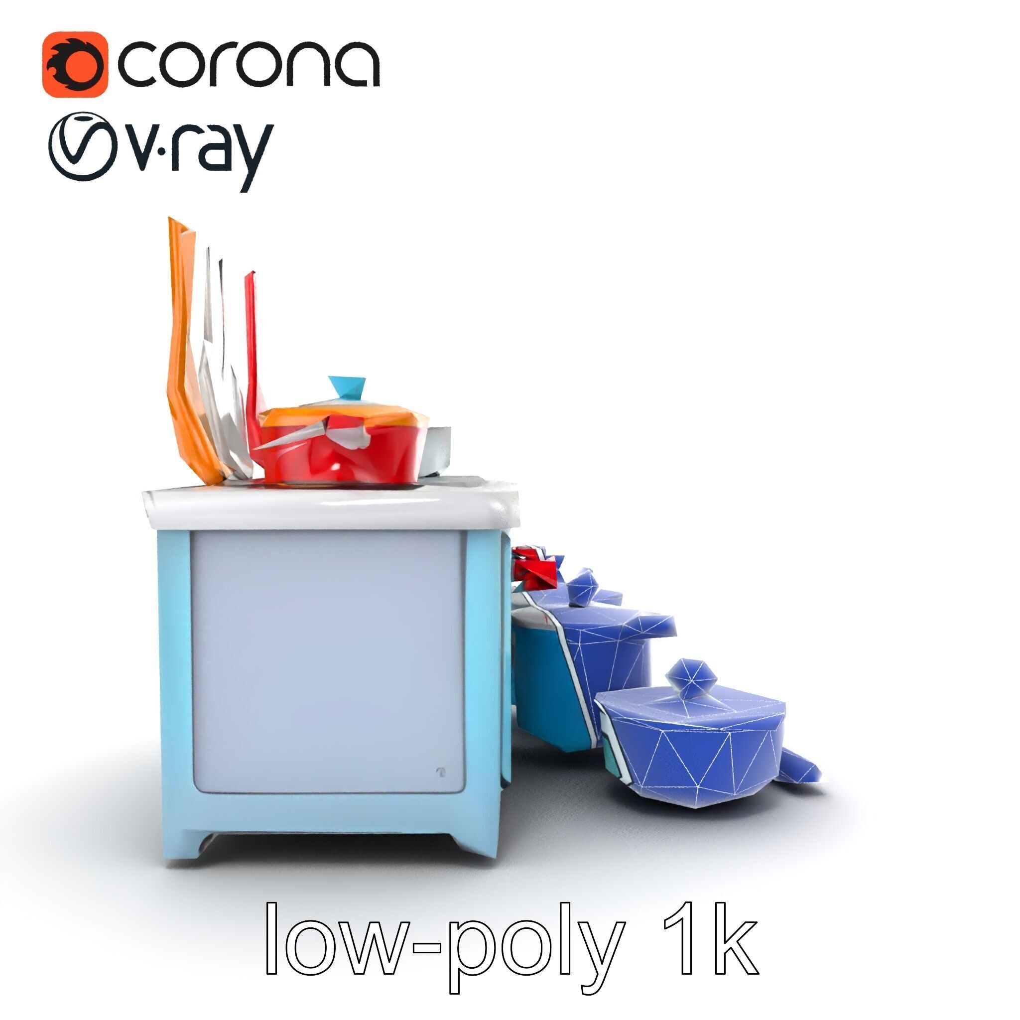 Miniature Kitchen Playset with Utensils model pack Low-poly 3D model_15