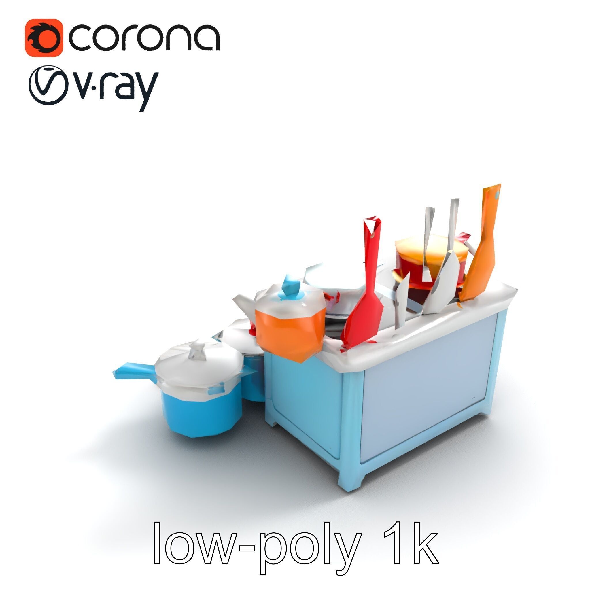 Miniature Kitchen Playset with Utensils model pack Low-poly 3D model_9