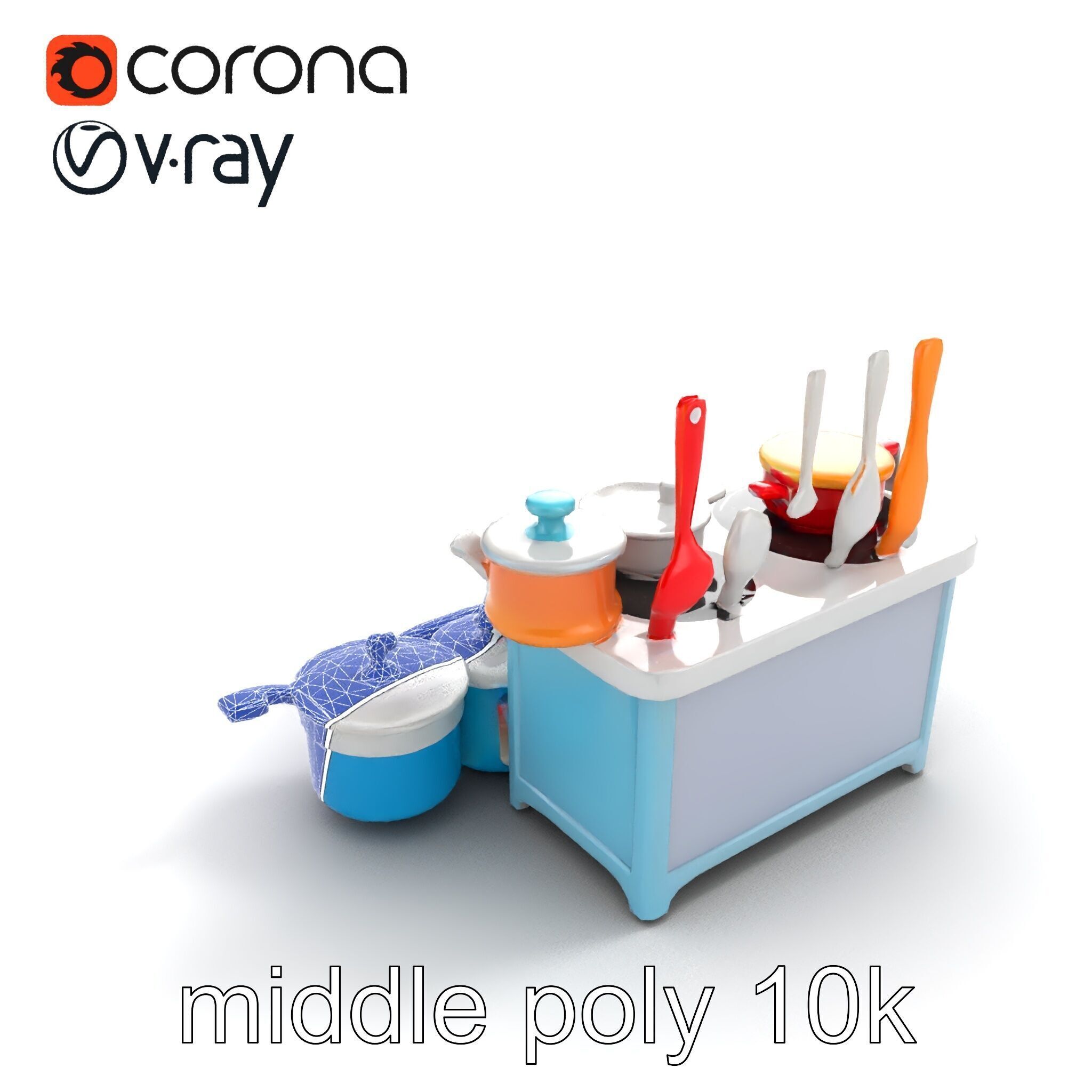 Miniature Kitchen Playset with Utensils model pack Low-poly 3D model_22
