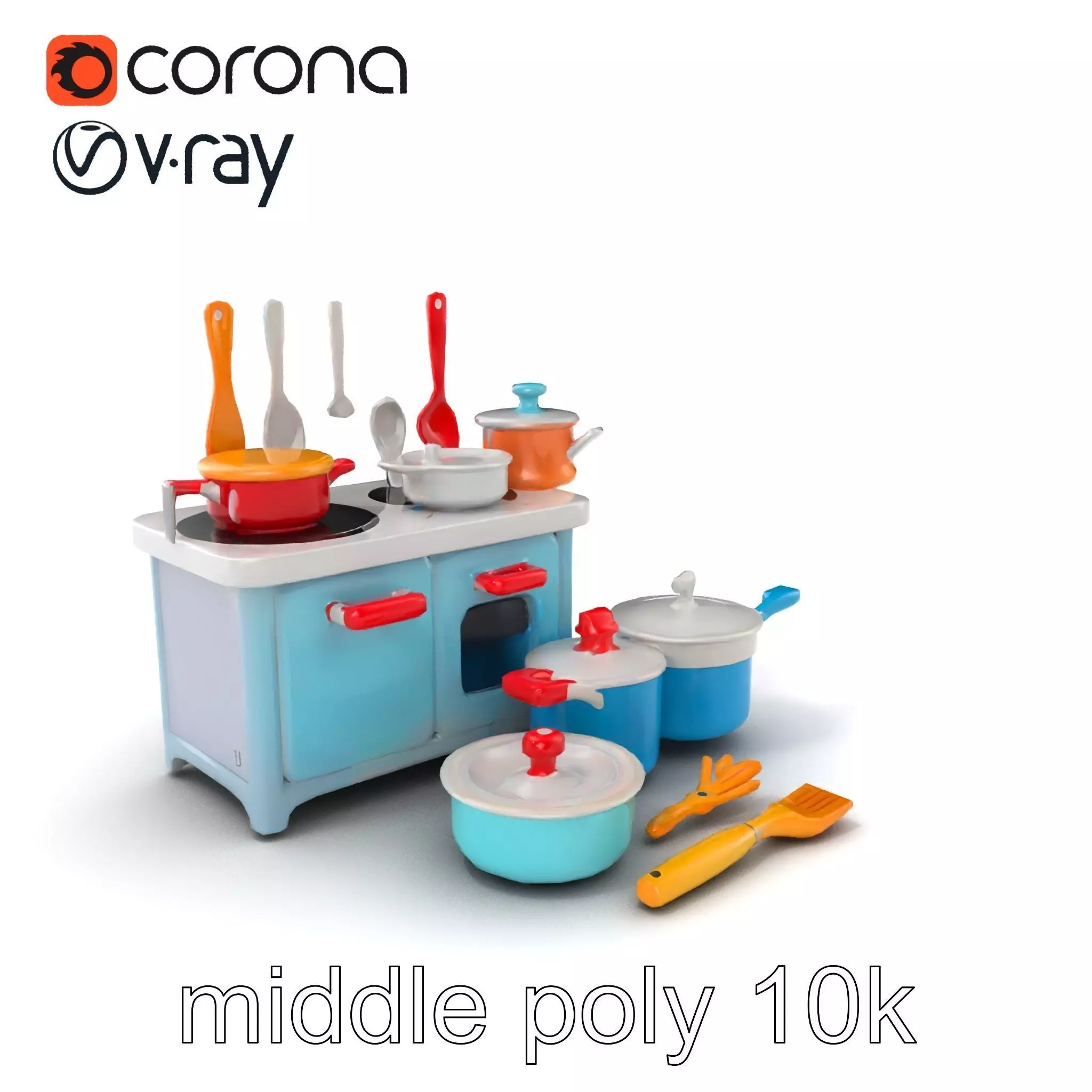 Miniature Kitchen Playset with Utensils model pack Low-poly 3D model_0