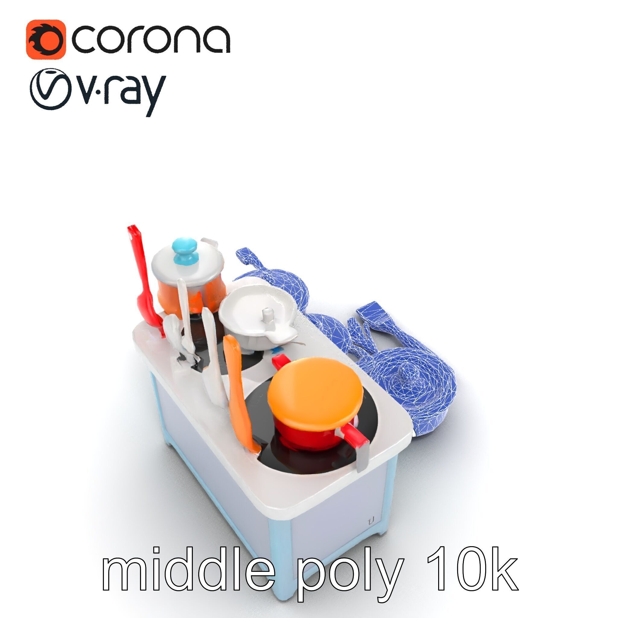 Miniature Kitchen Playset with Utensils model pack Low-poly 3D model_29