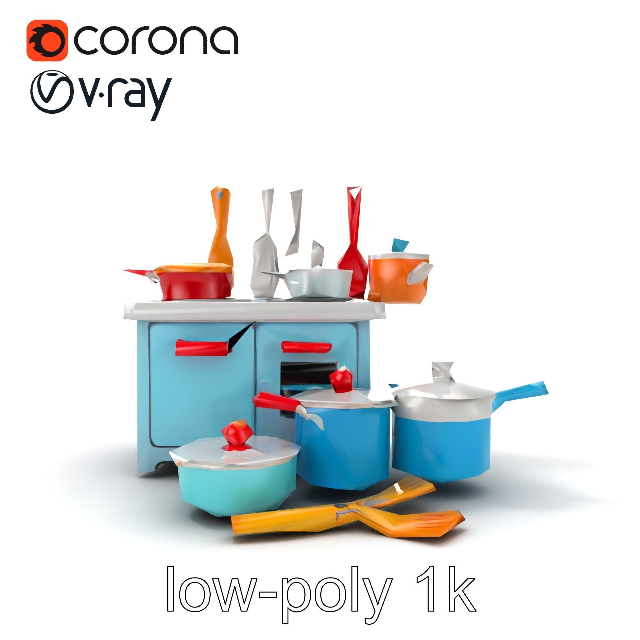Miniature Kitchen Playset with Utensils model pack Low-poly 3D model_19