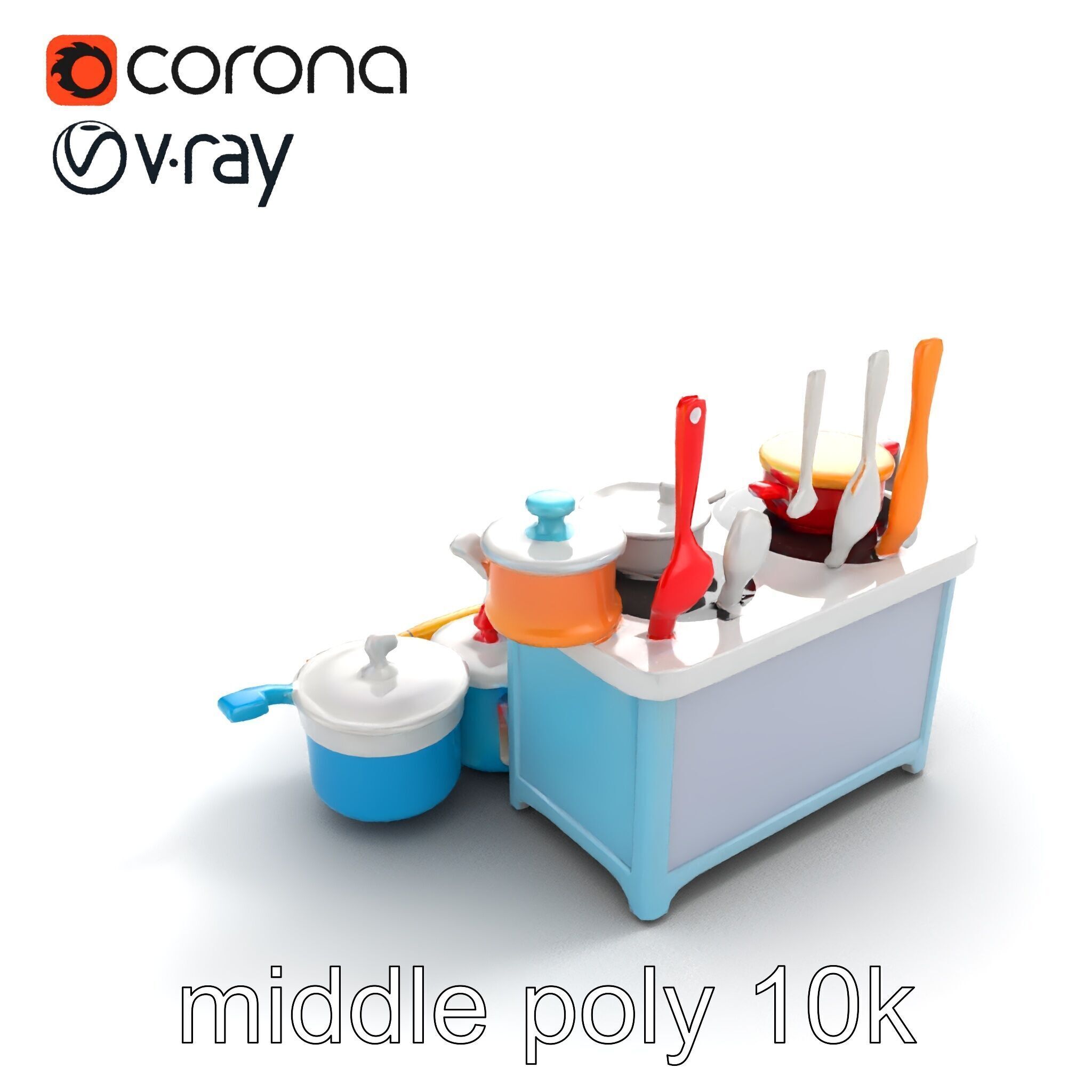 Miniature Kitchen Playset with Utensils model pack Low-poly 3D model_8