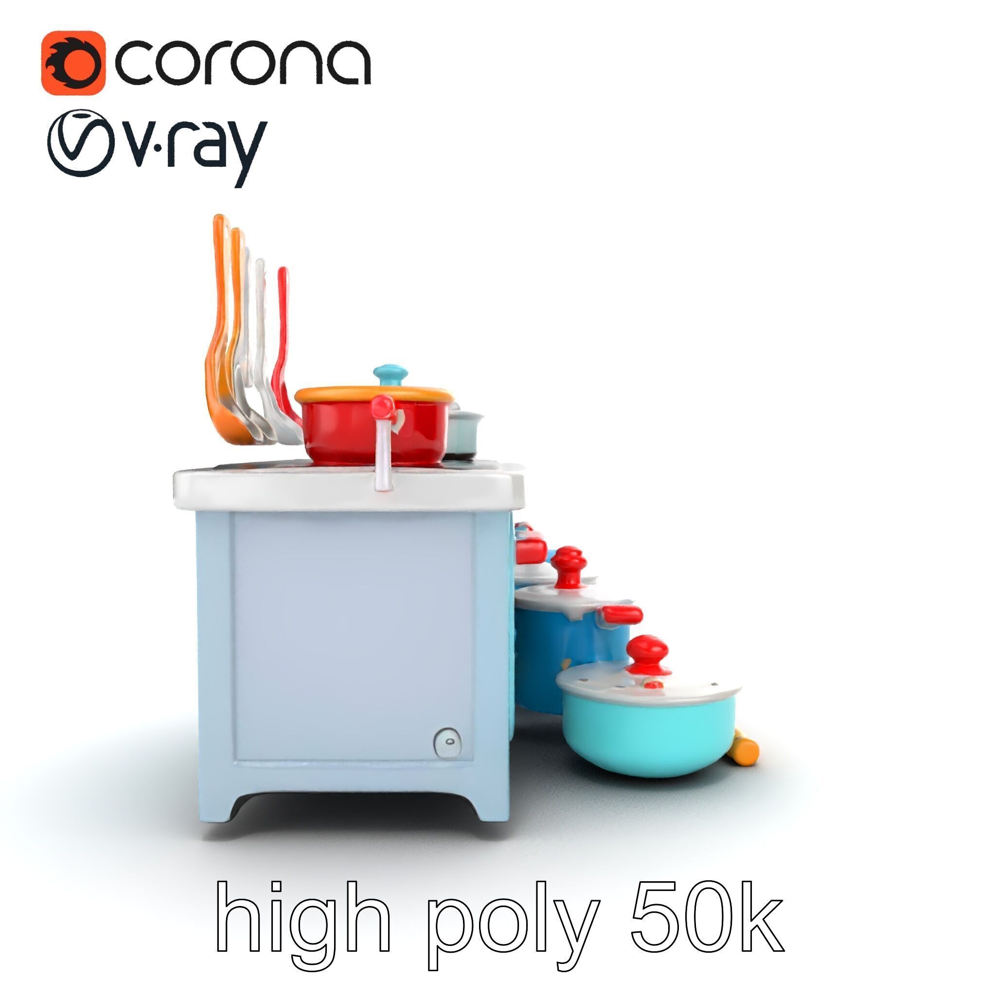 Miniature Kitchen Playset with Utensils model pack Low-poly 3D model_26