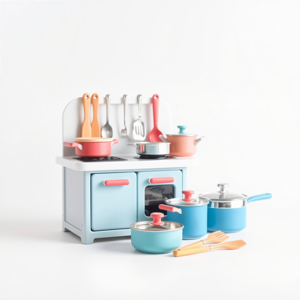 Miniature Kitchen Playset with Utensils model pack Low-poly 3D model_4