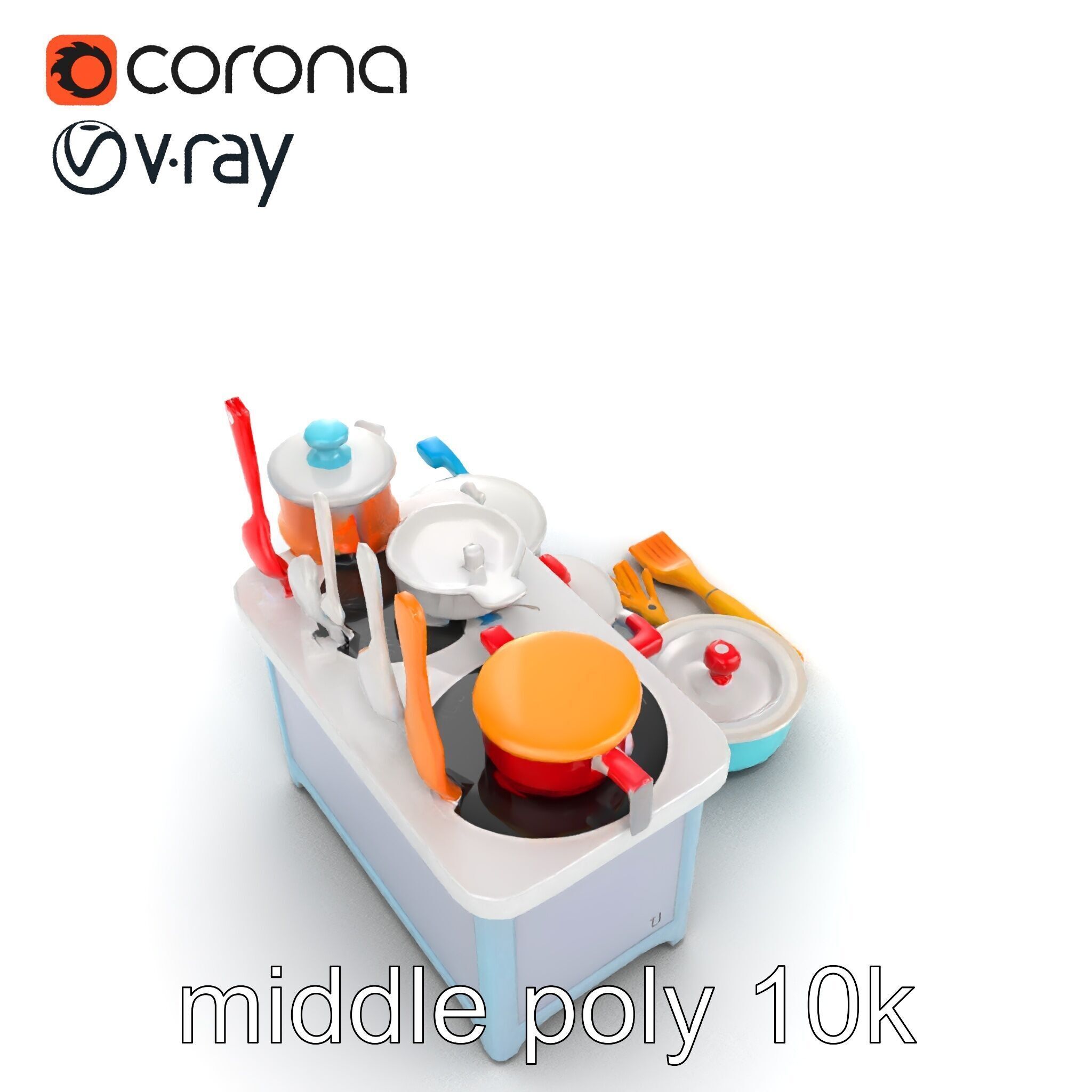 Miniature Kitchen Playset with Utensils model pack Low-poly 3D model_23