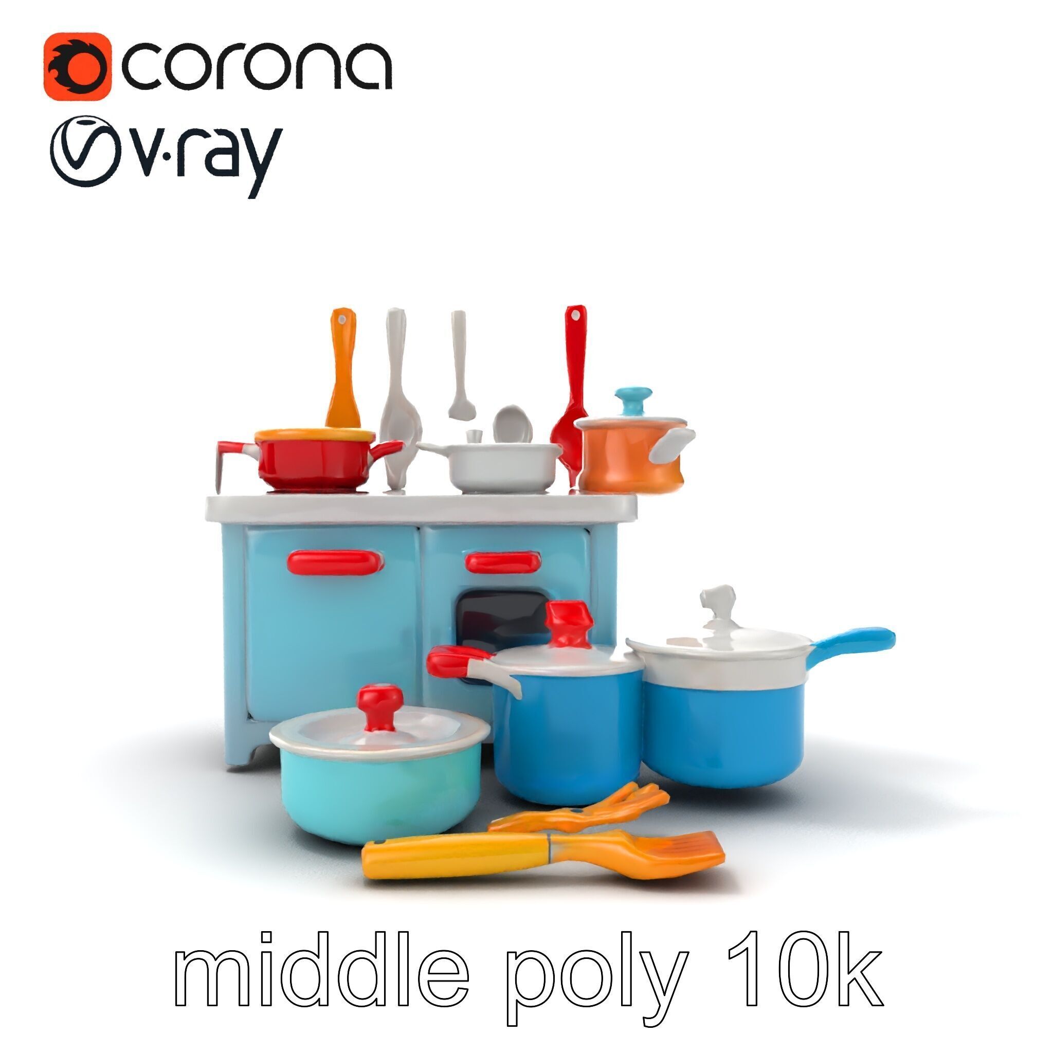 Miniature Kitchen Playset with Utensils model pack Low-poly 3D model_21