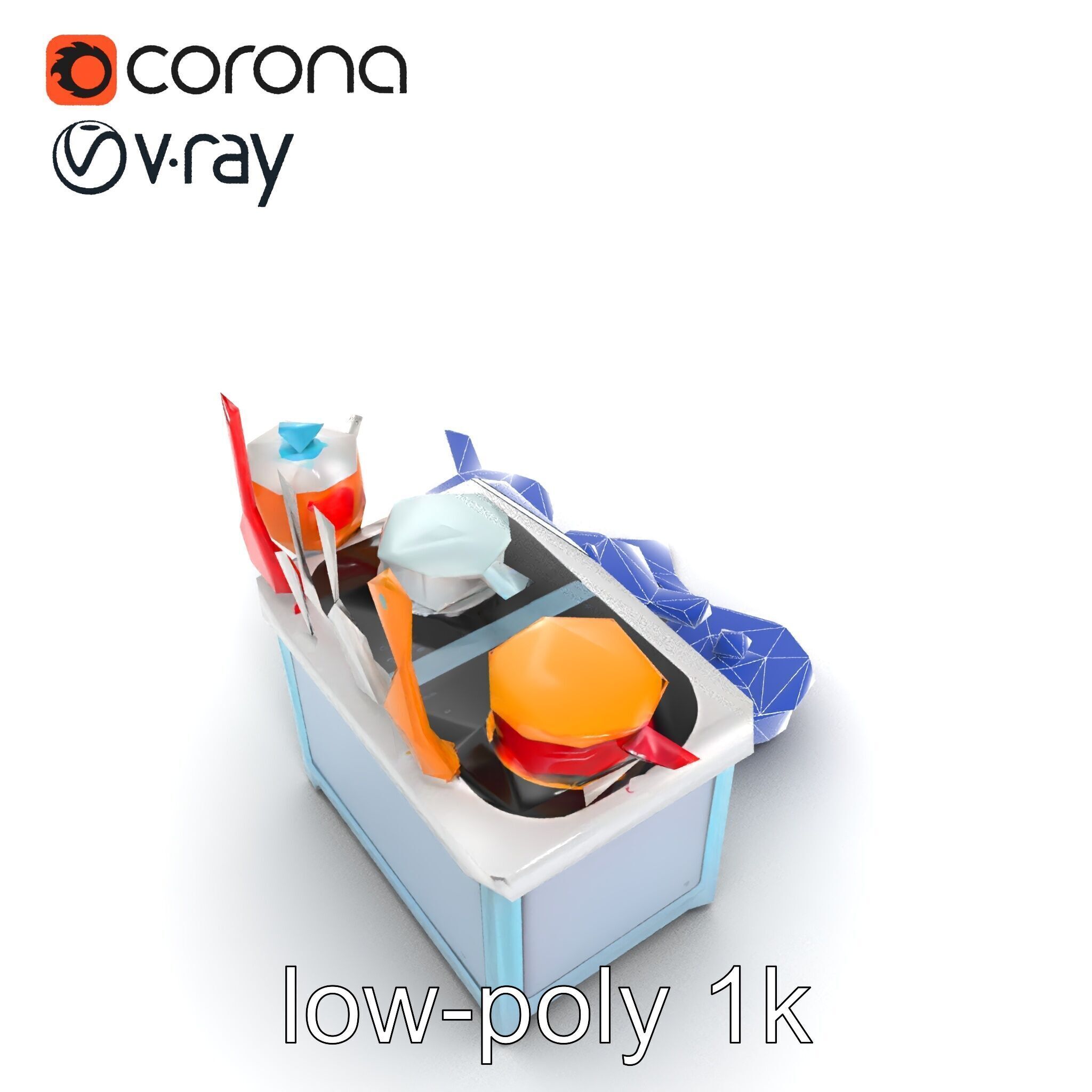 Miniature Kitchen Playset with Utensils model pack Low-poly 3D model_24