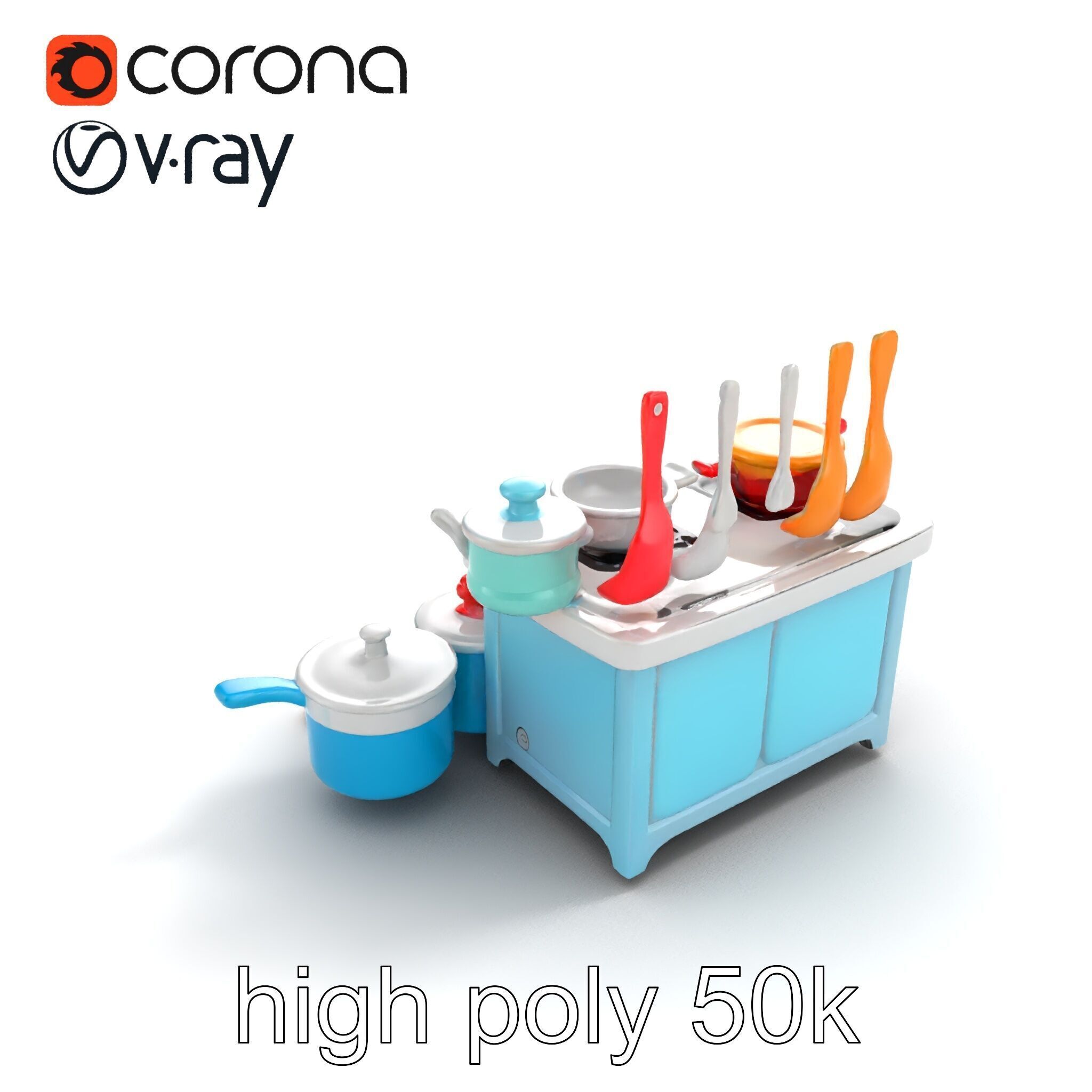 Miniature Kitchen Playset with Utensils model pack Low-poly 3D model_14