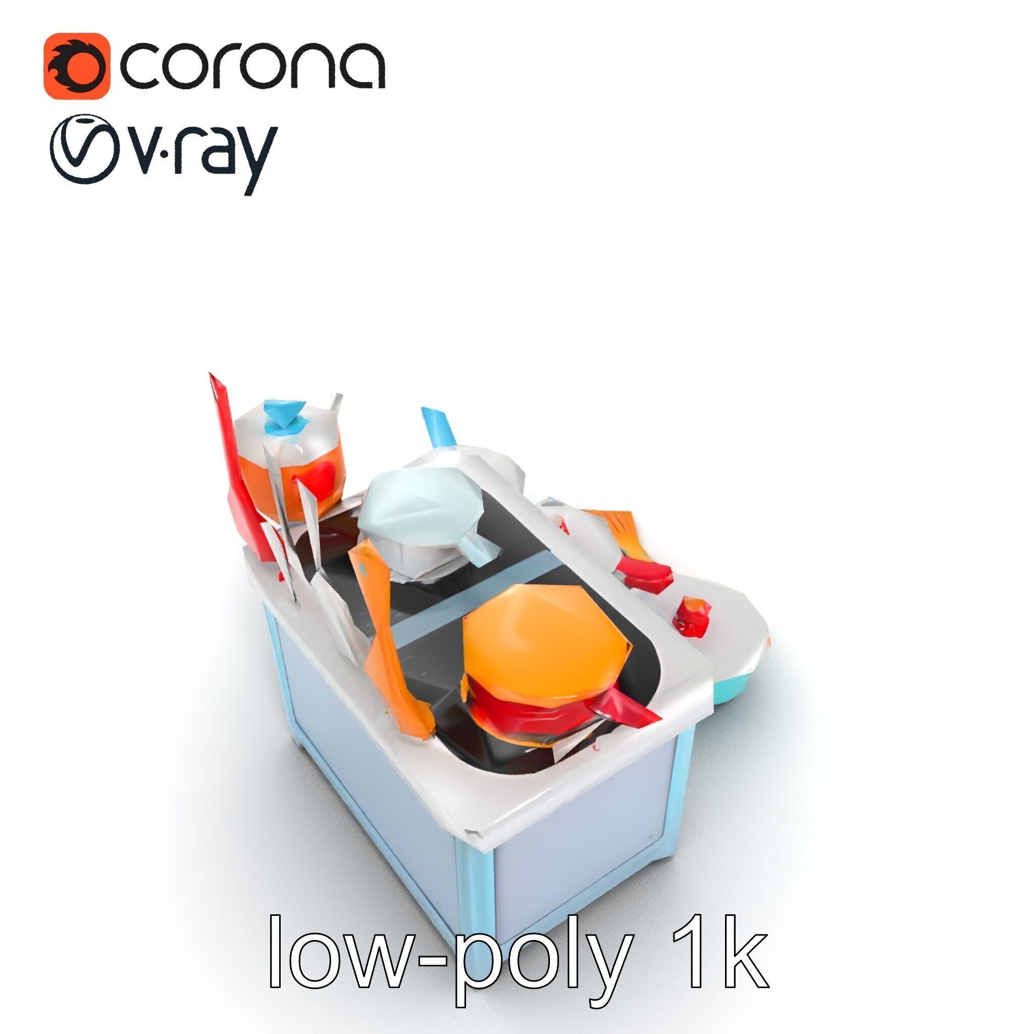 Miniature Kitchen Playset with Utensils model pack Low-poly 3D model_20