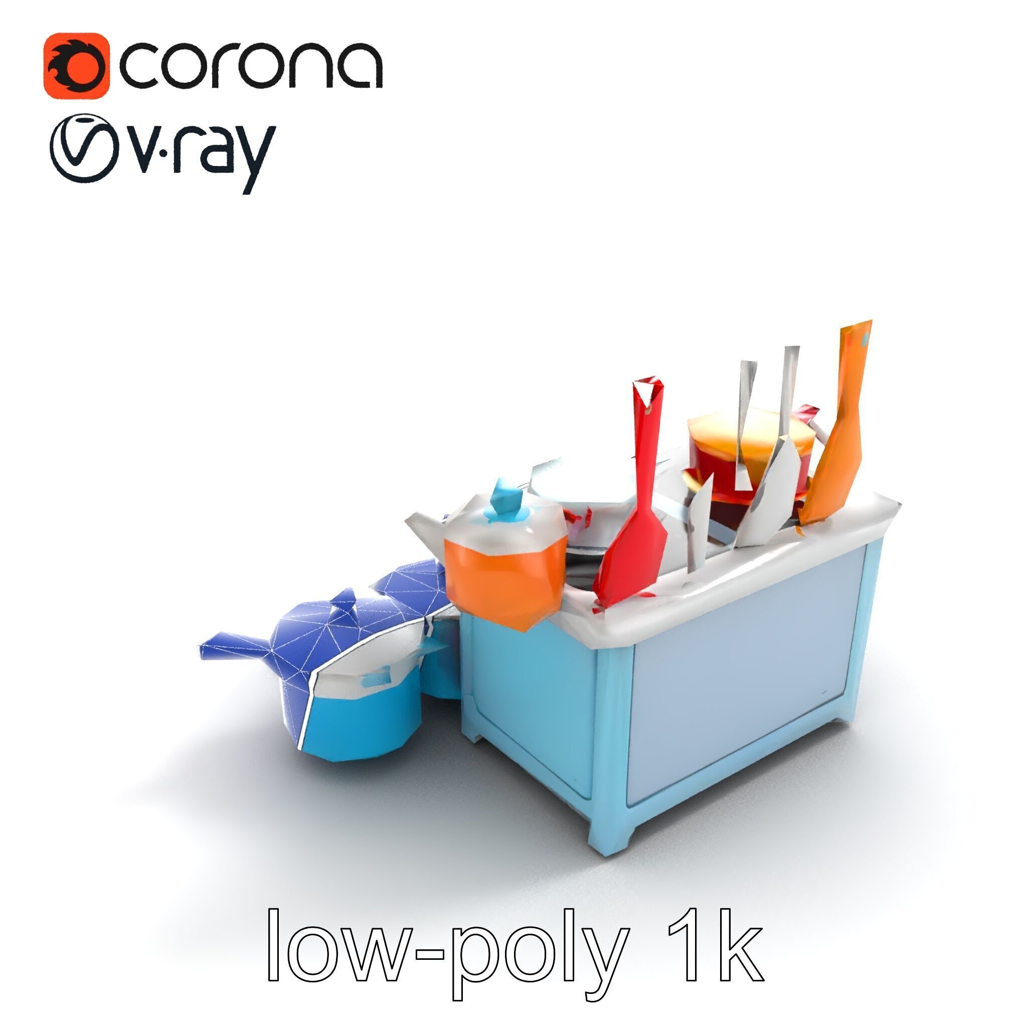 Miniature Kitchen Playset with Utensils model pack Low-poly 3D model_18