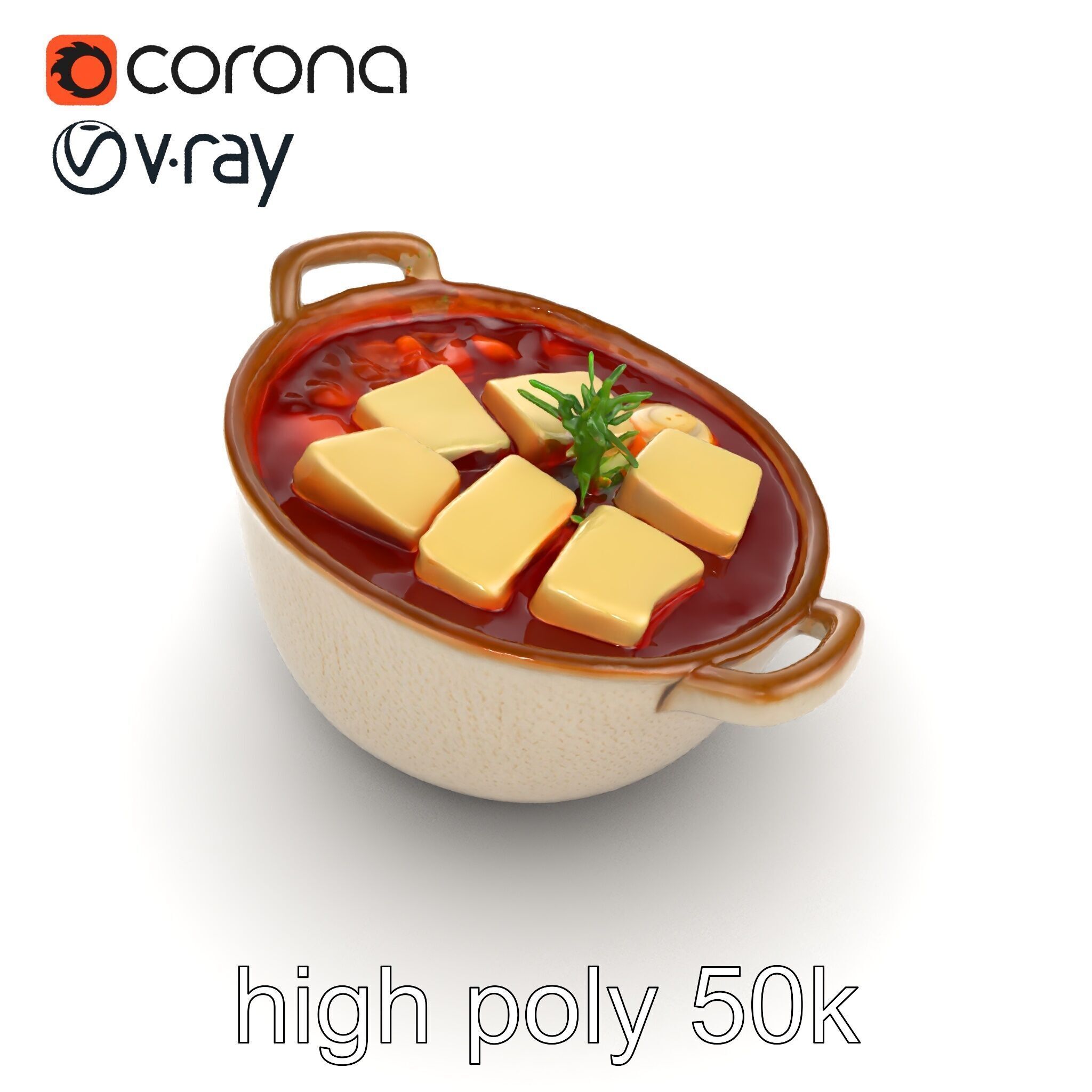 Korean Tofu Stew Pot Photorealistic model pack Low-poly 3D model_50