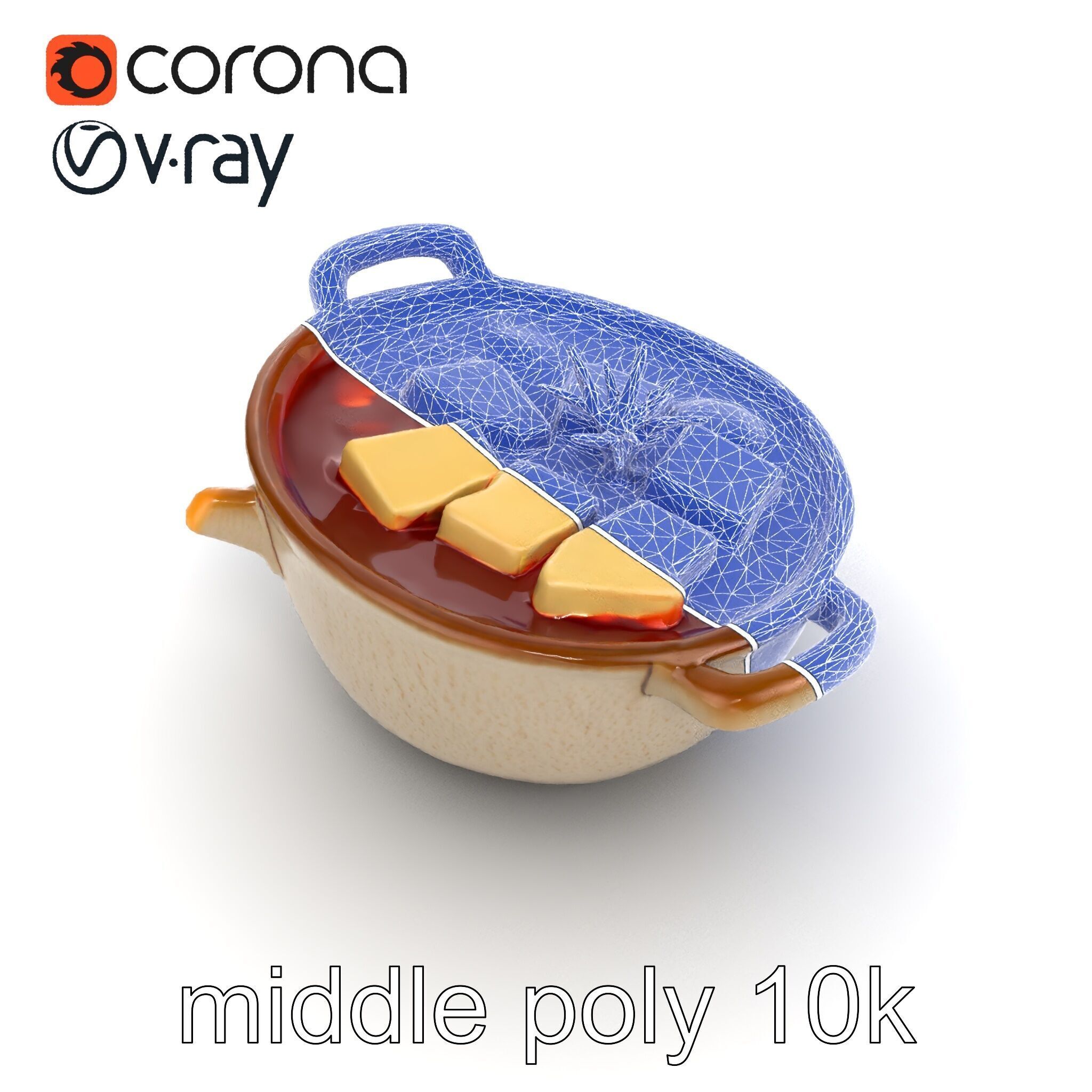 Korean Tofu Stew Pot Photorealistic model pack Low-poly 3D model_62