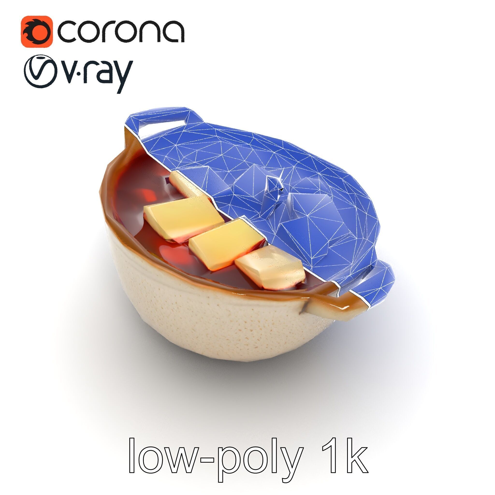 Korean Tofu Stew Pot Photorealistic model pack Low-poly 3D model_63
