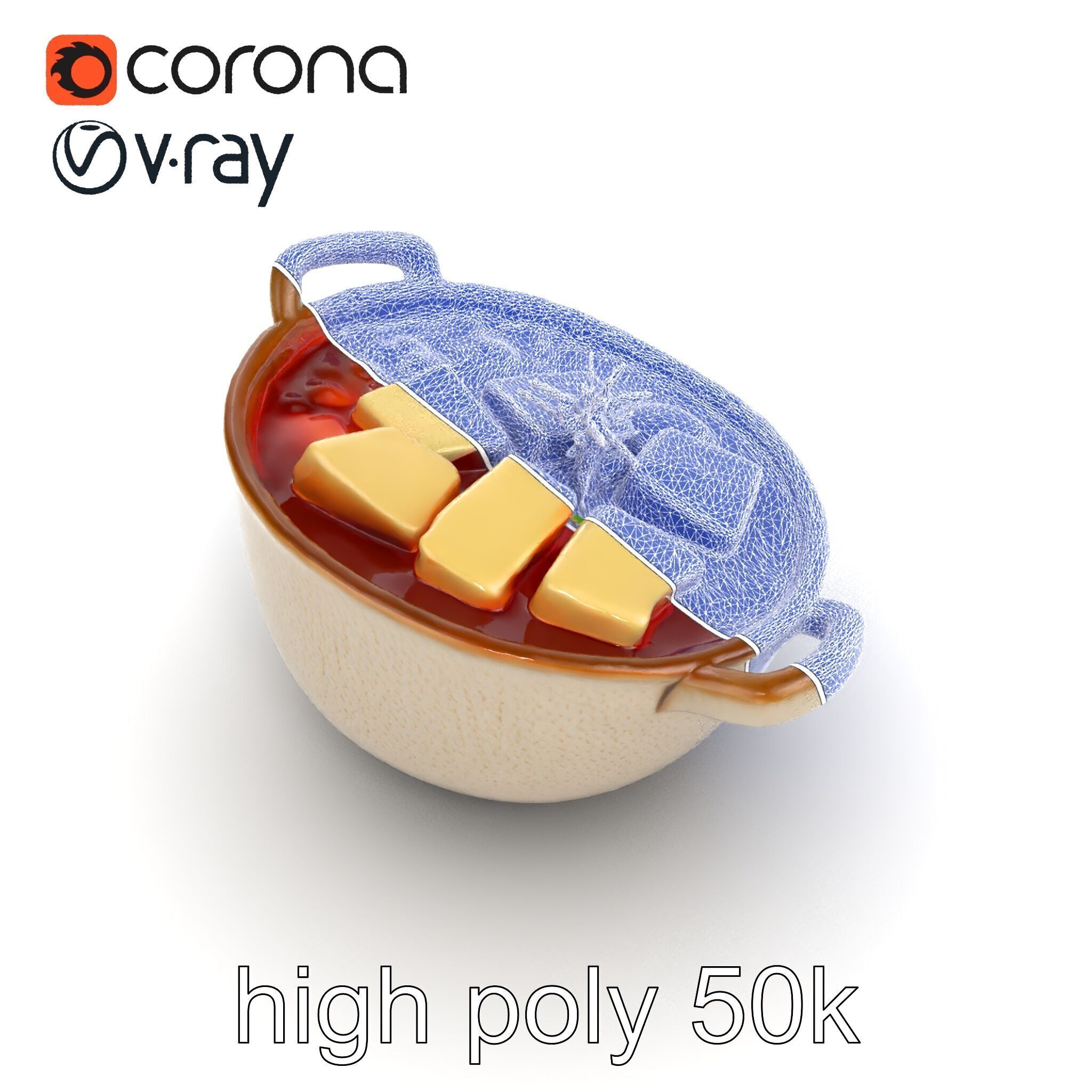 Korean Tofu Stew Pot Photorealistic model pack Low-poly 3D model_58