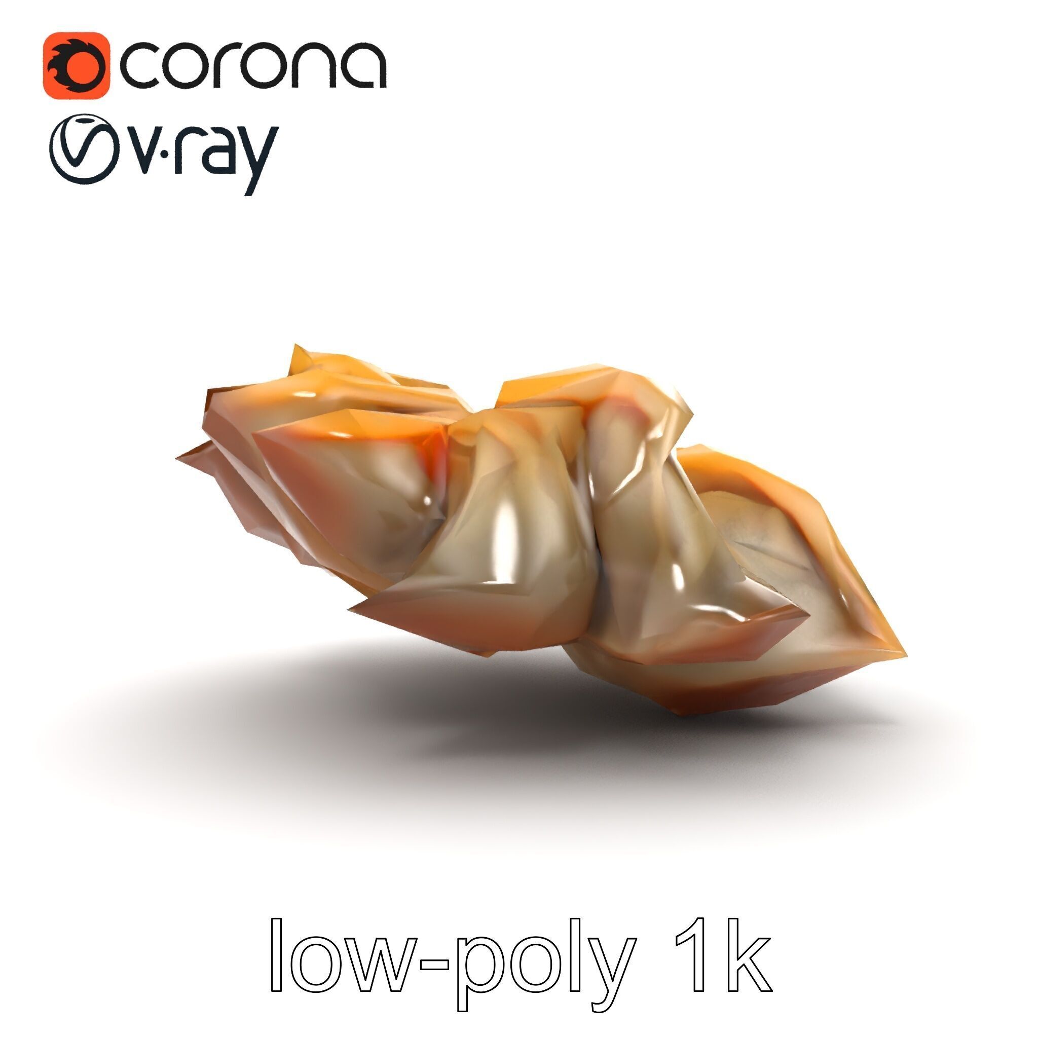 Korean Dumplings Plate Realistic Texture Model Pack Low-poly 3D model_16