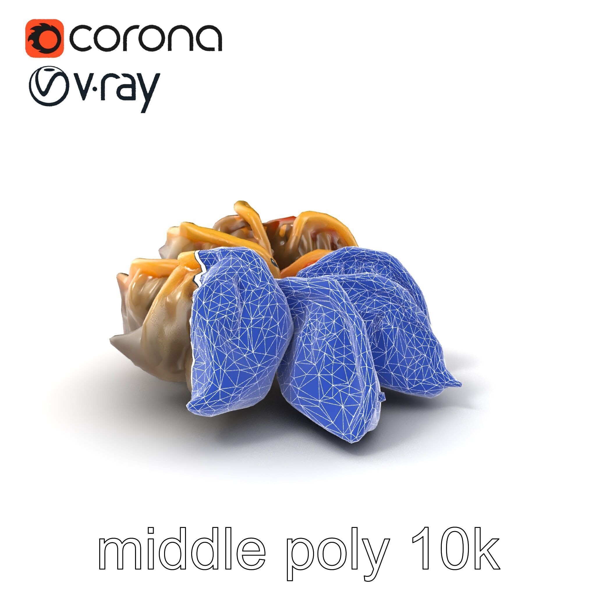 Korean Dumplings Plate Realistic Texture Model Pack Low-poly 3D model_5