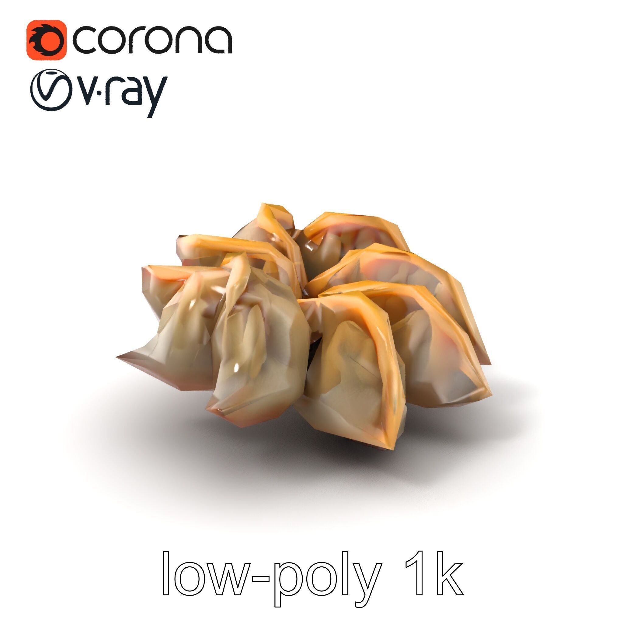 Korean Dumplings Plate Realistic Texture Model Pack Low-poly 3D model_4