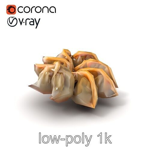 Korean Dumplings Plate Realistic Texture Model Pack Low-poly 3D model 5
