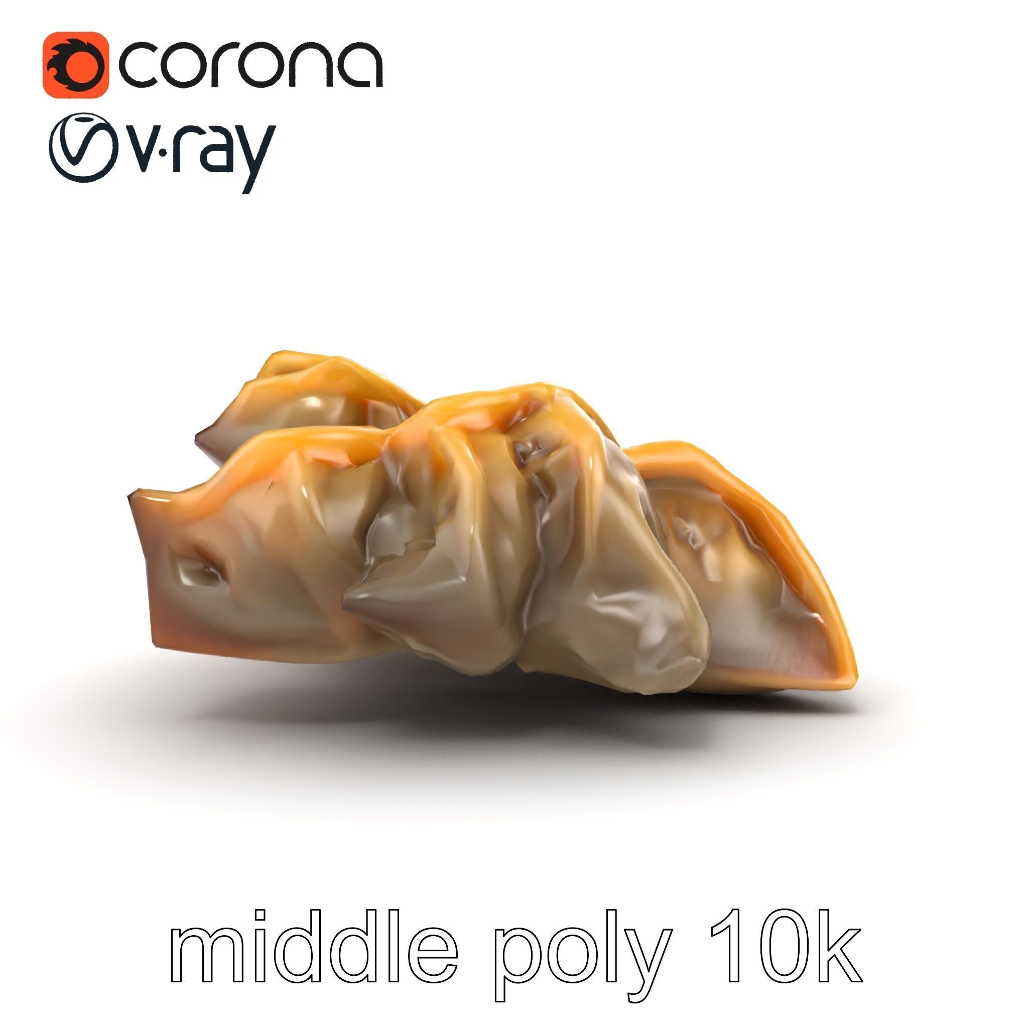 Korean Dumplings Plate Realistic Texture Model Pack Low-poly 3D model_26