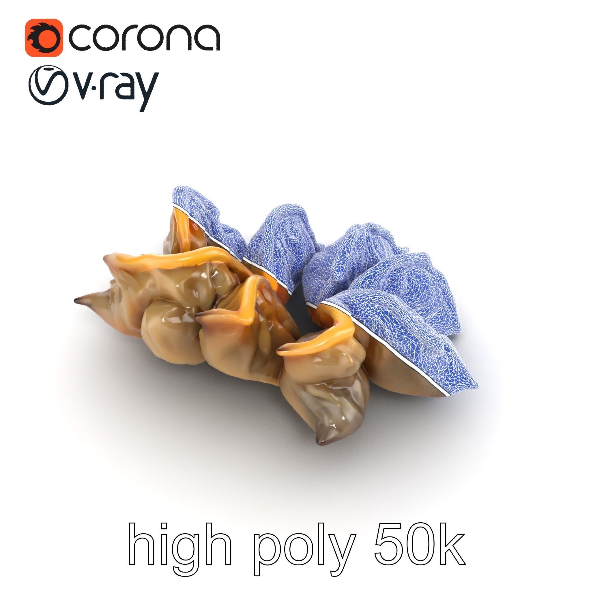 Korean Dumplings Plate Realistic Texture Model Pack Low-poly 3D model_25