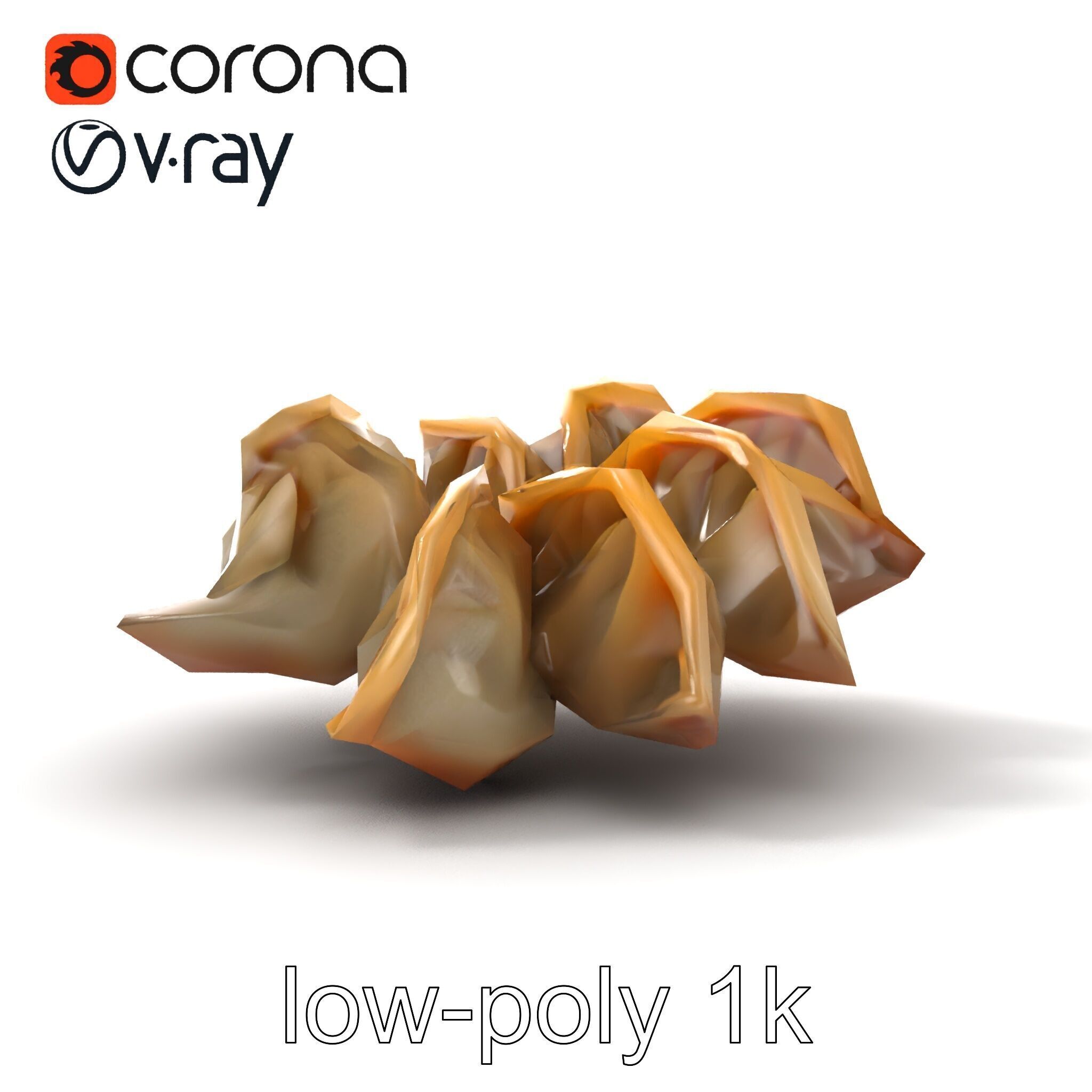 Korean Dumplings Plate Realistic Texture Model Pack Low-poly 3D model_17