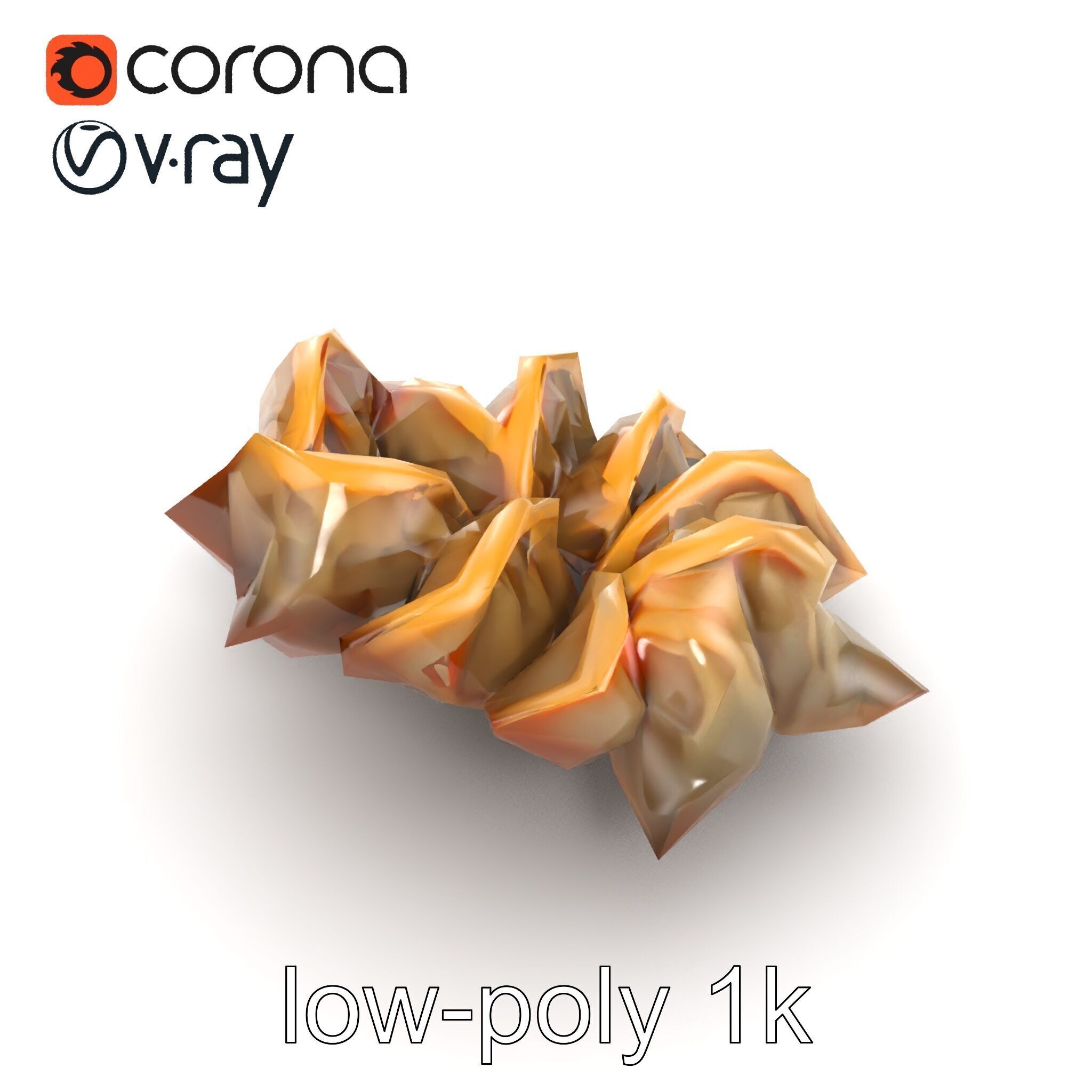 Korean Dumplings Plate Realistic Texture Model Pack Low-poly 3D model_27