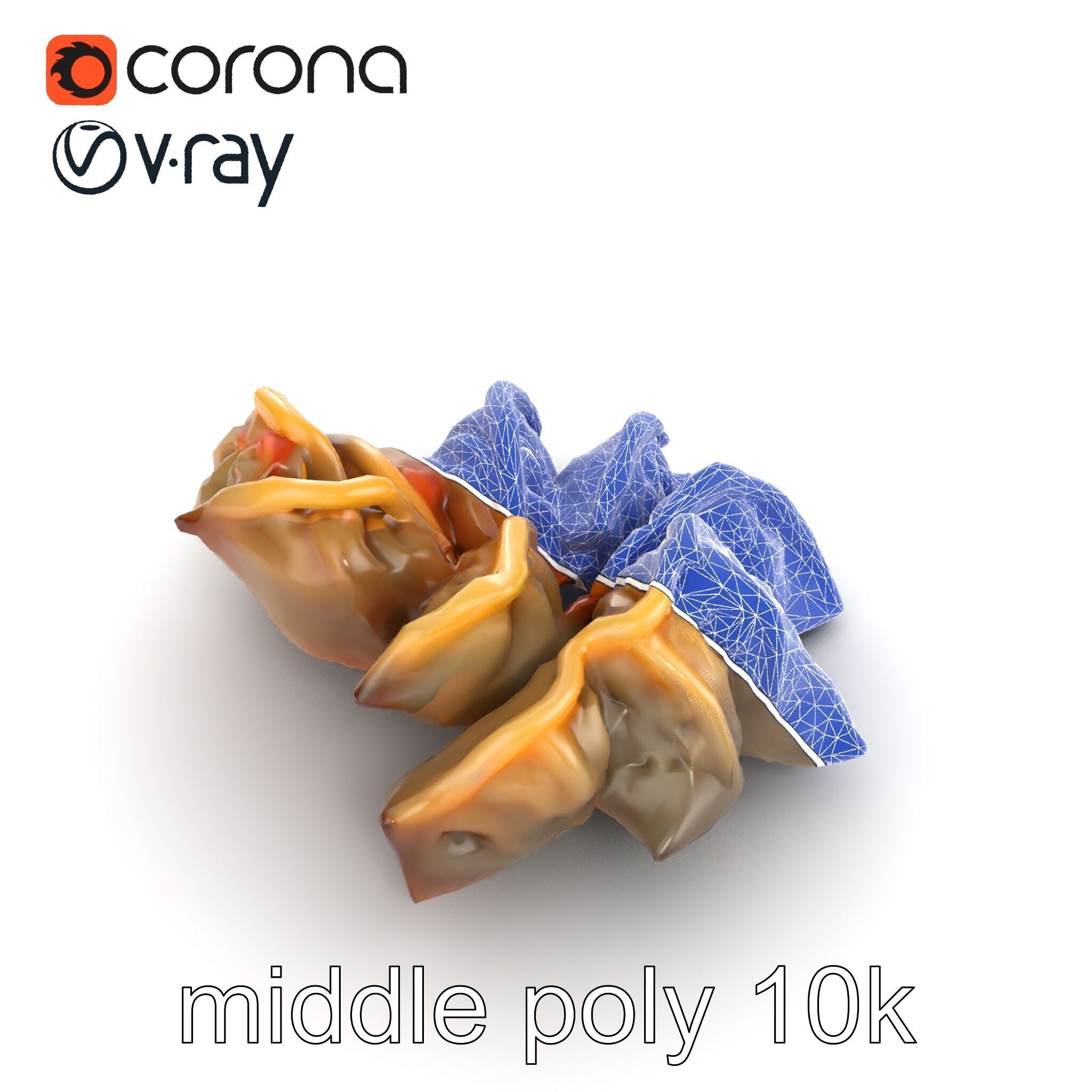 Korean Dumplings Plate Realistic Texture Model Pack Low-poly 3D model_14