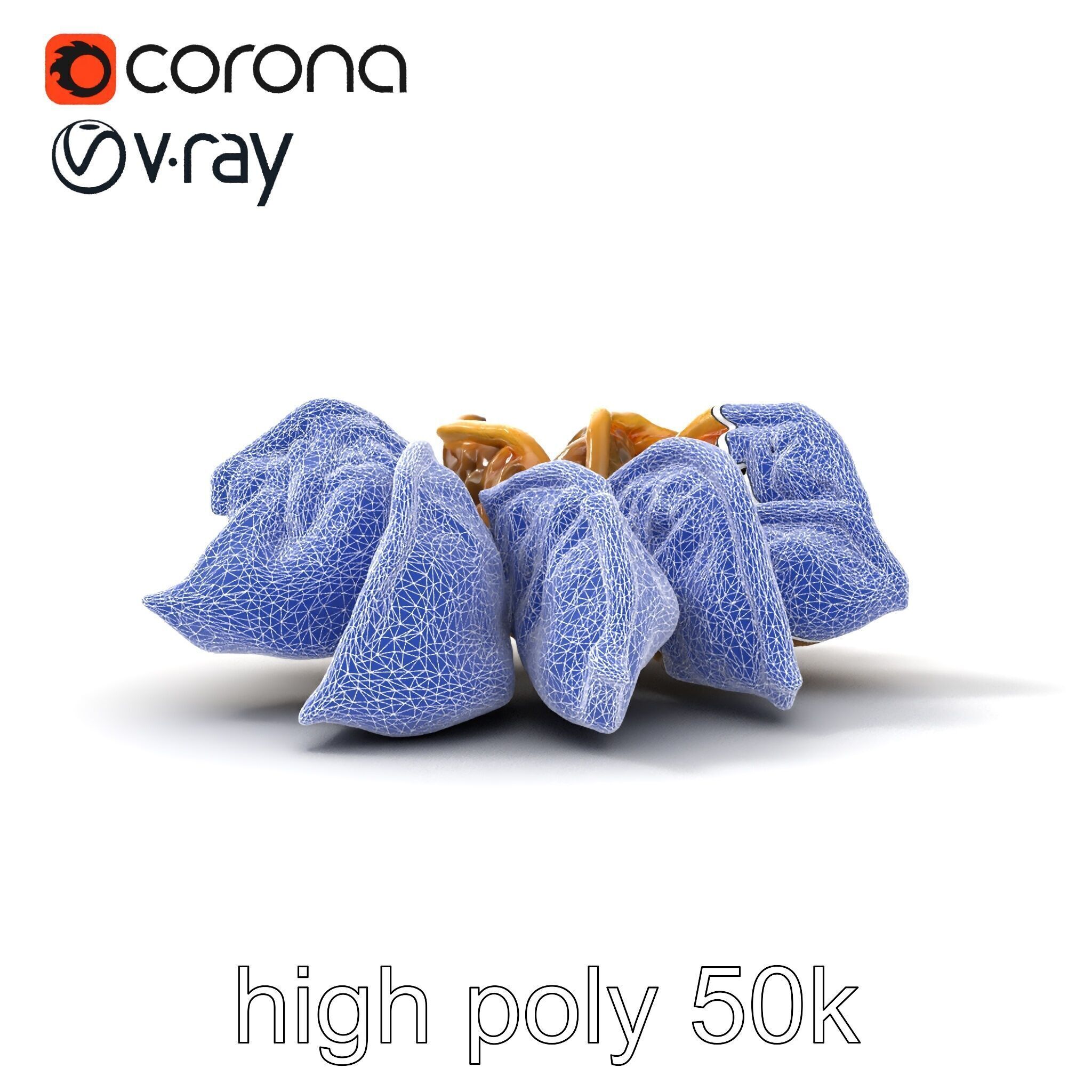 Korean Dumplings Plate Realistic Texture Model Pack Low-poly 3D model_18