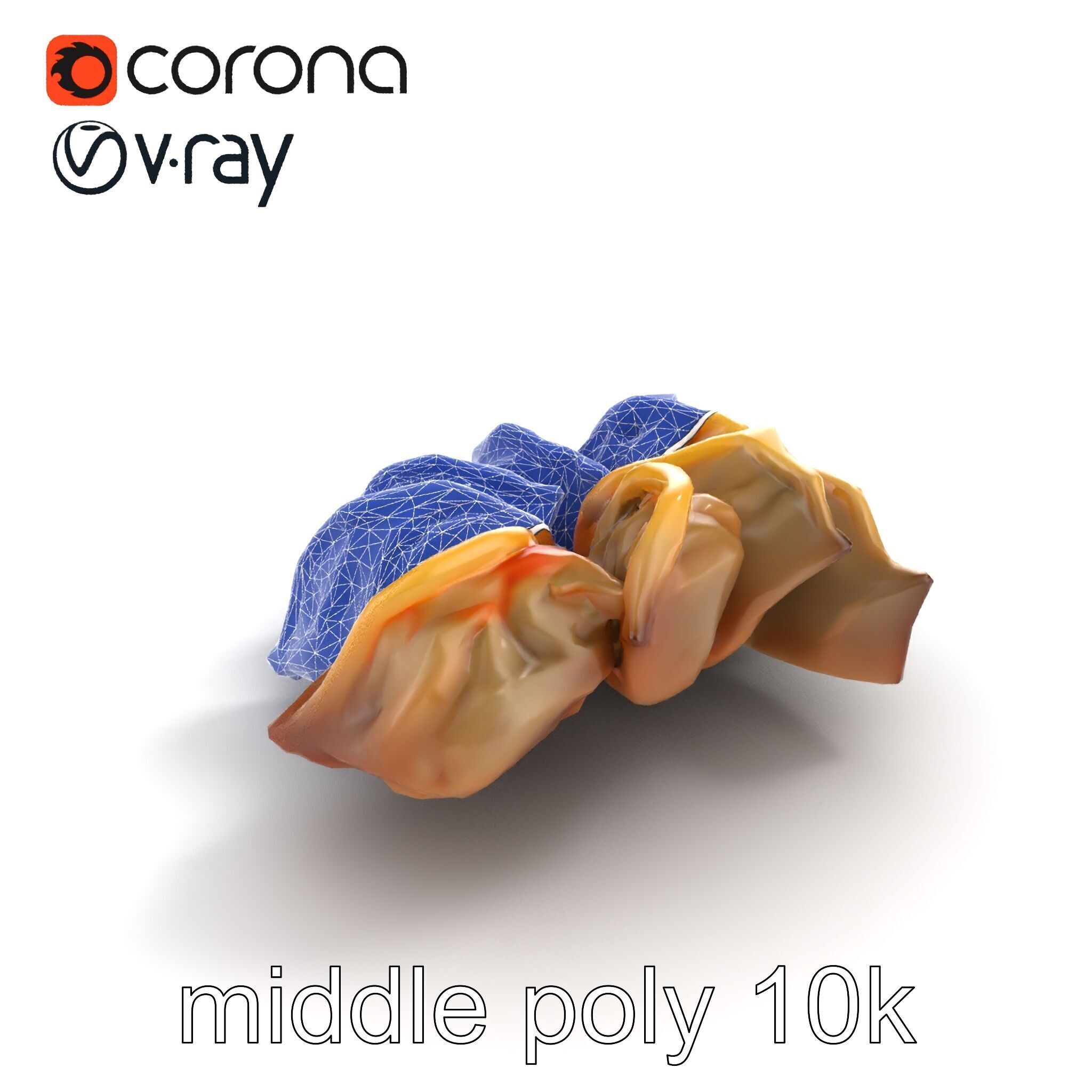 Korean Dumplings Plate Realistic Texture Model Pack Low-poly 3D model_10