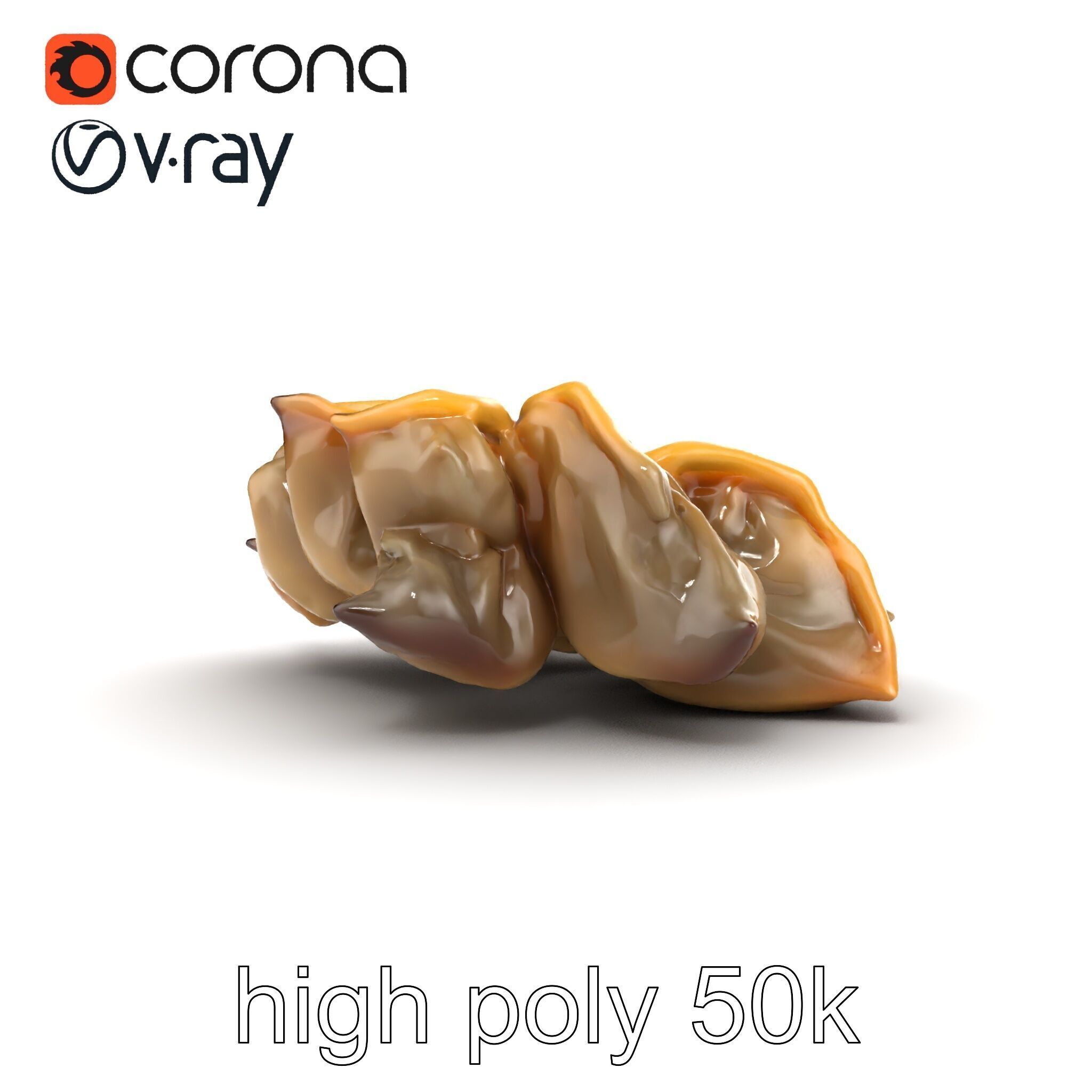 Korean Dumplings Plate Realistic Texture Model Pack Low-poly 3D model_11