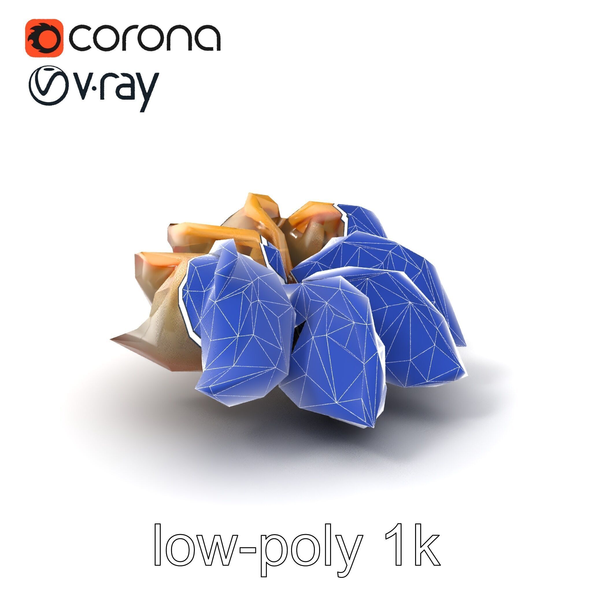 Korean Dumplings Plate Realistic Texture Model Pack Low-poly 3D model_6