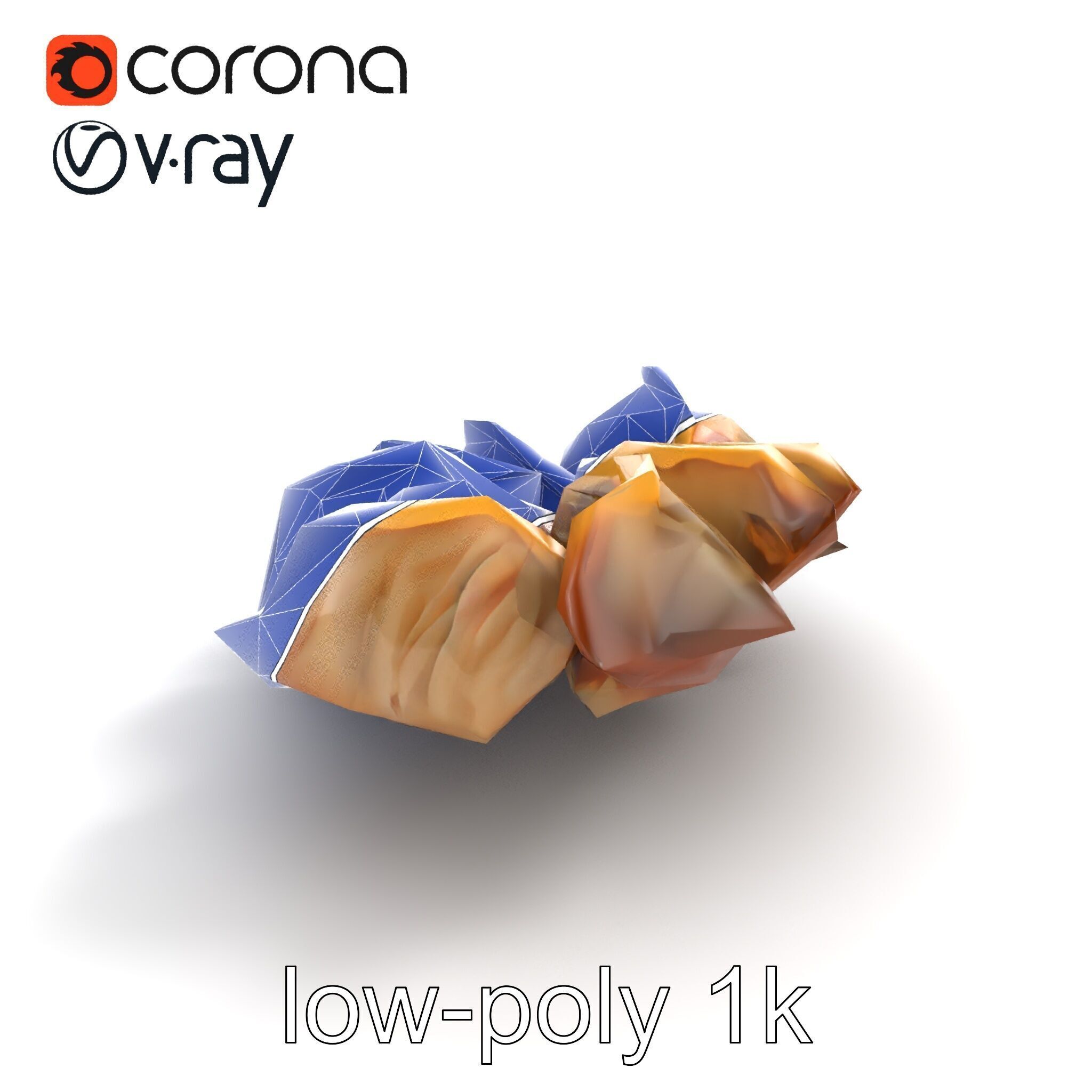 Korean Dumplings Plate Realistic Texture Model Pack Low-poly 3D model_22